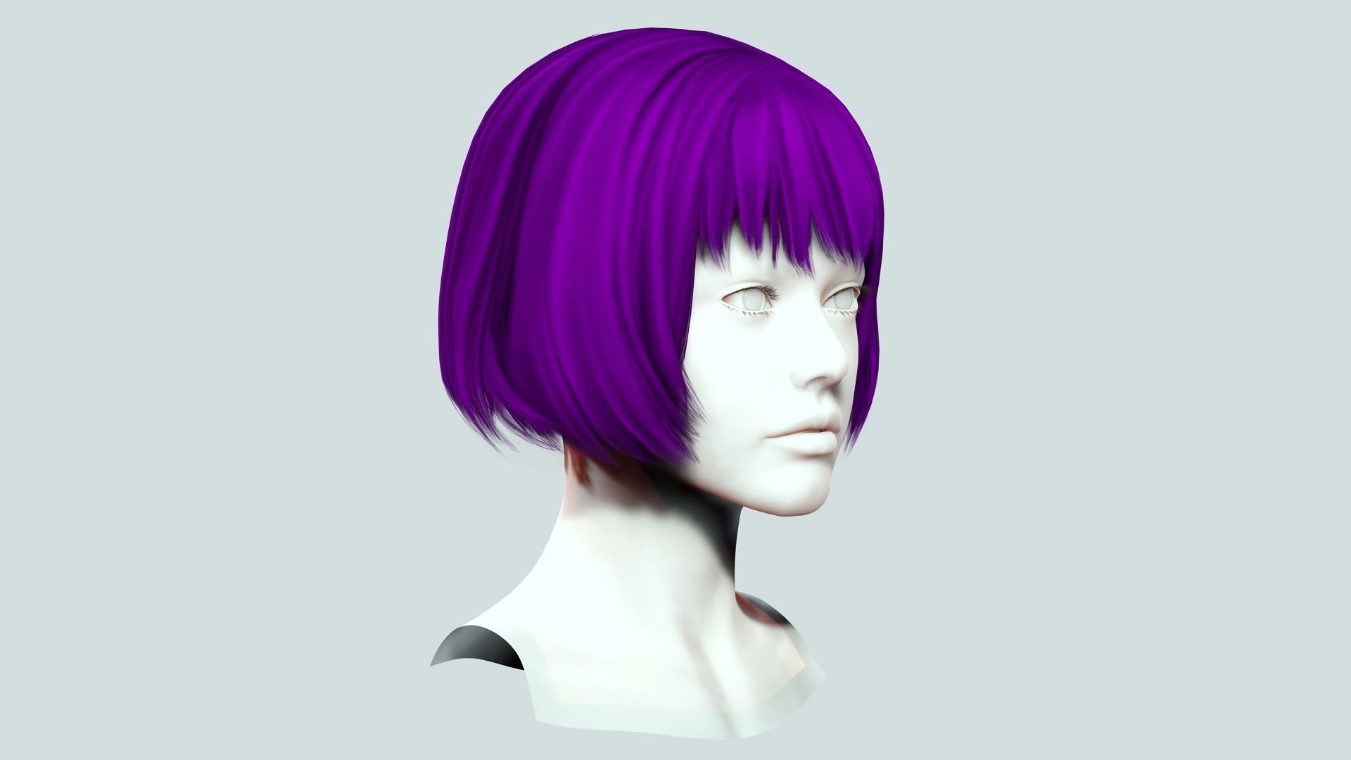 Female Bob Hair Low-poly 3D model_9