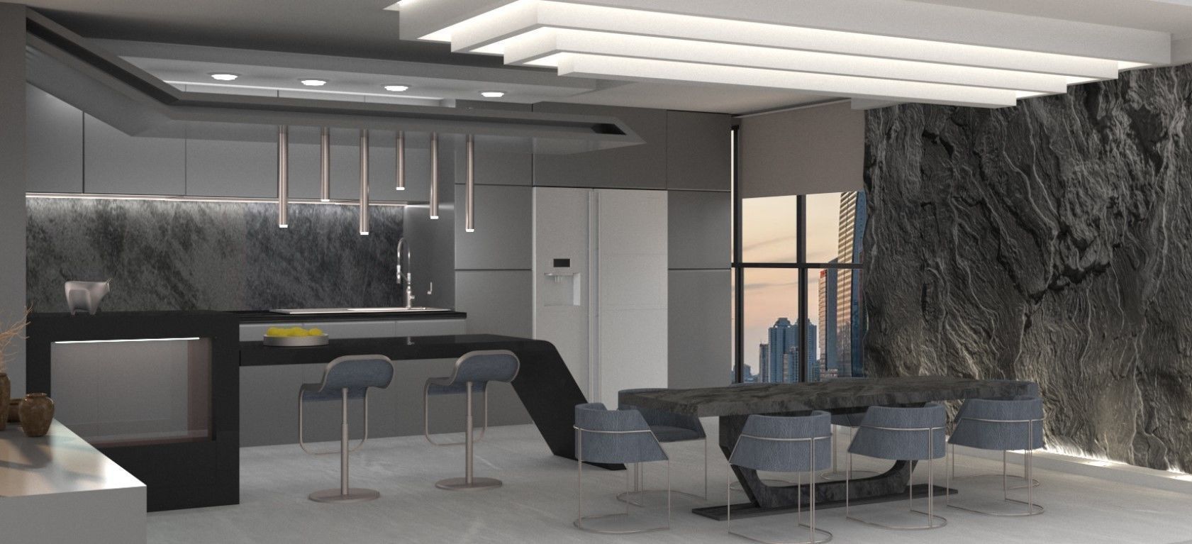 Modern Kitchen Design 3D model_1