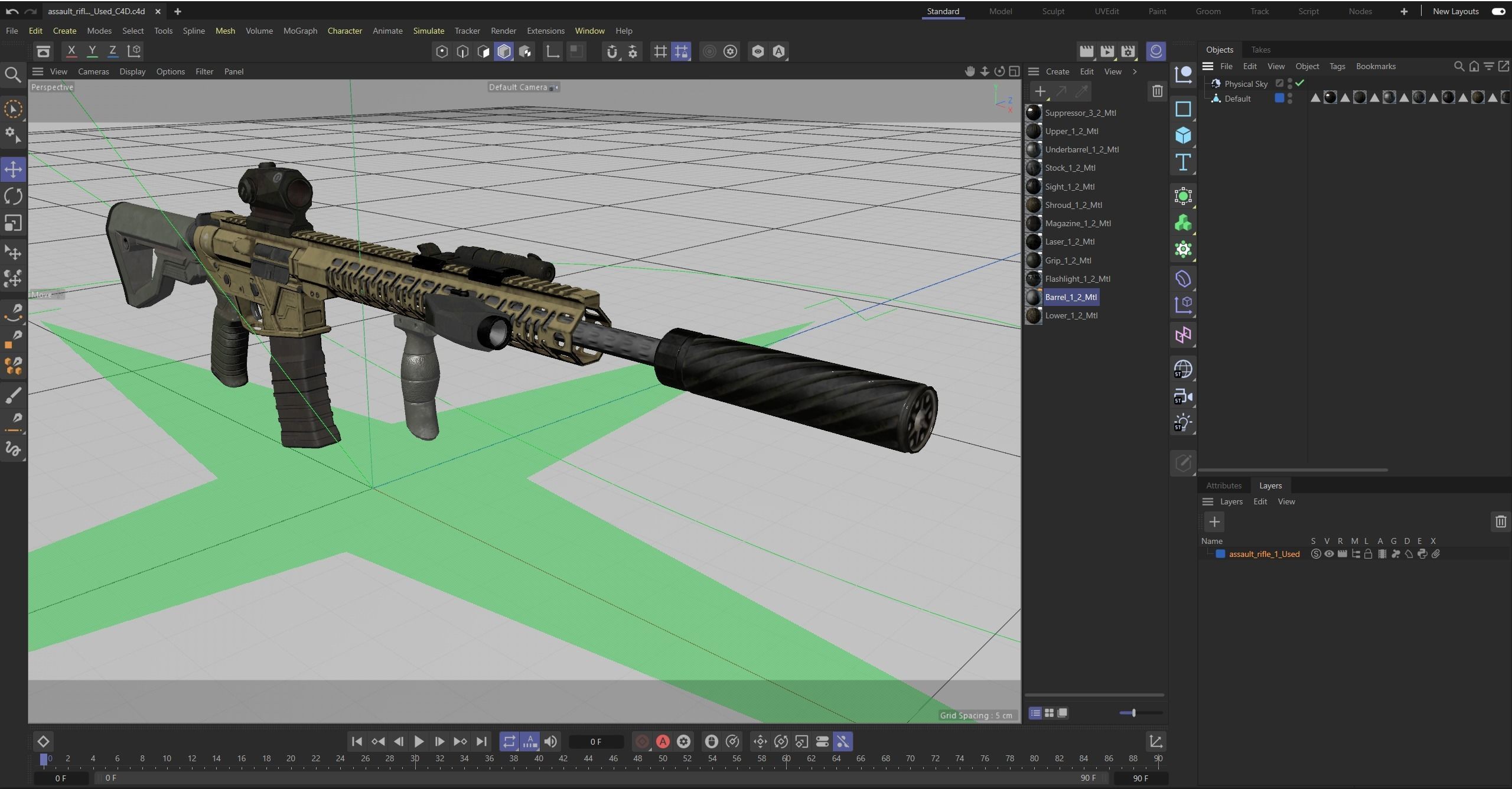 Assault Rifle 1 Used Low-poly 3D model_24
