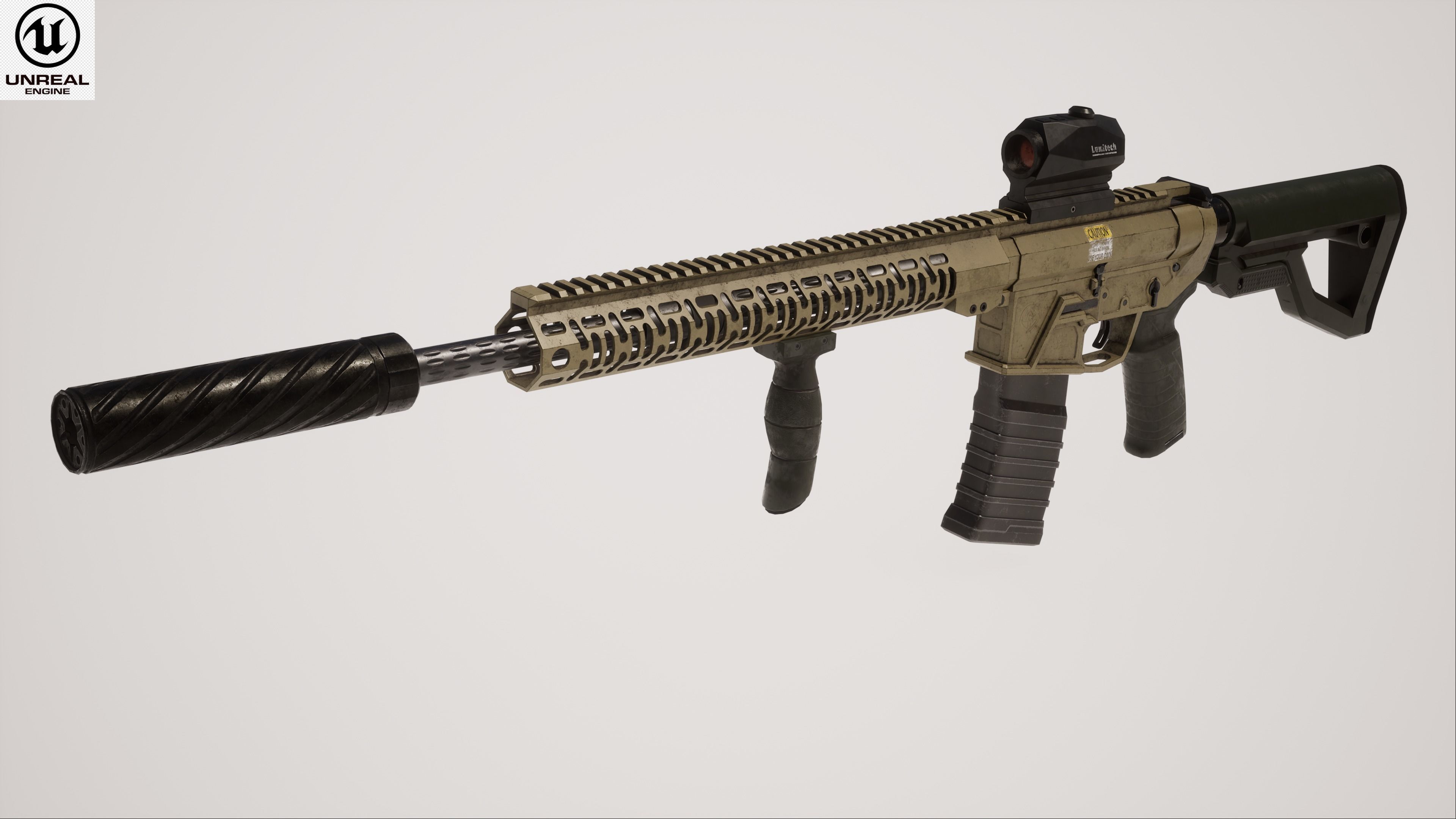 Assault Rifle 1 Used Low-poly 3D model_1