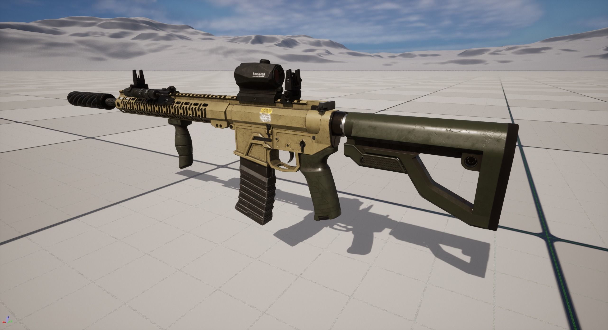 Assault Rifle 1 Used Low-poly 3D model_9