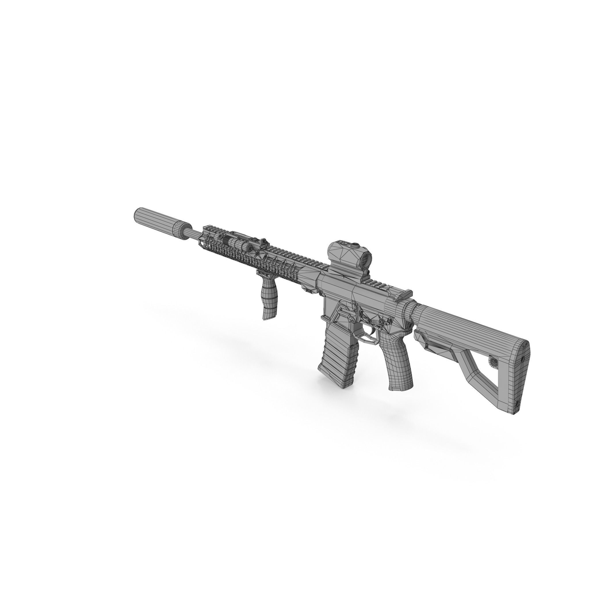 Assault Rifle 1 Used Low-poly 3D model_13