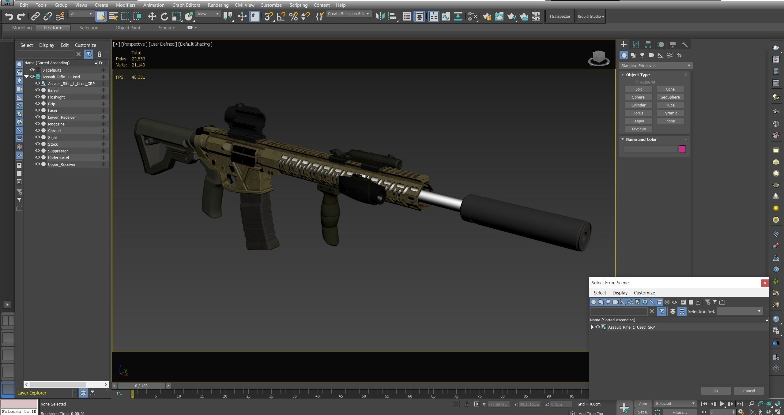 Assault Rifle 1 Used Low-poly 3D model_20