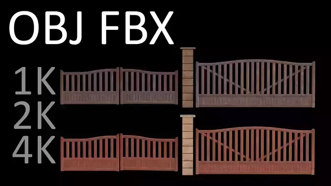 PBR Modular Fence Low Poly Fence 3D model