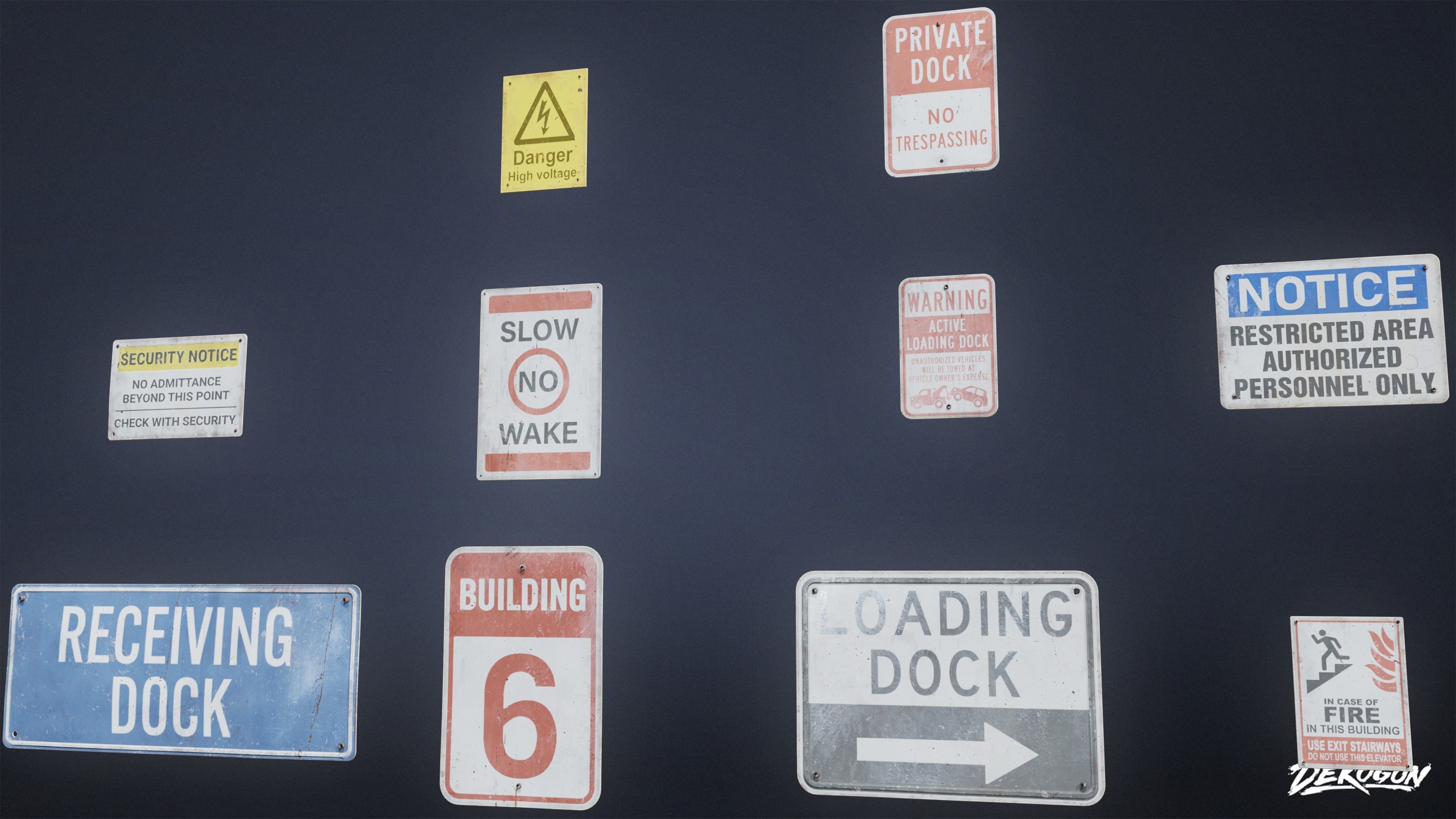SIGNAGE - Sign Set 10 - LOW POLY AND NANITE Low-poly 3D model_10