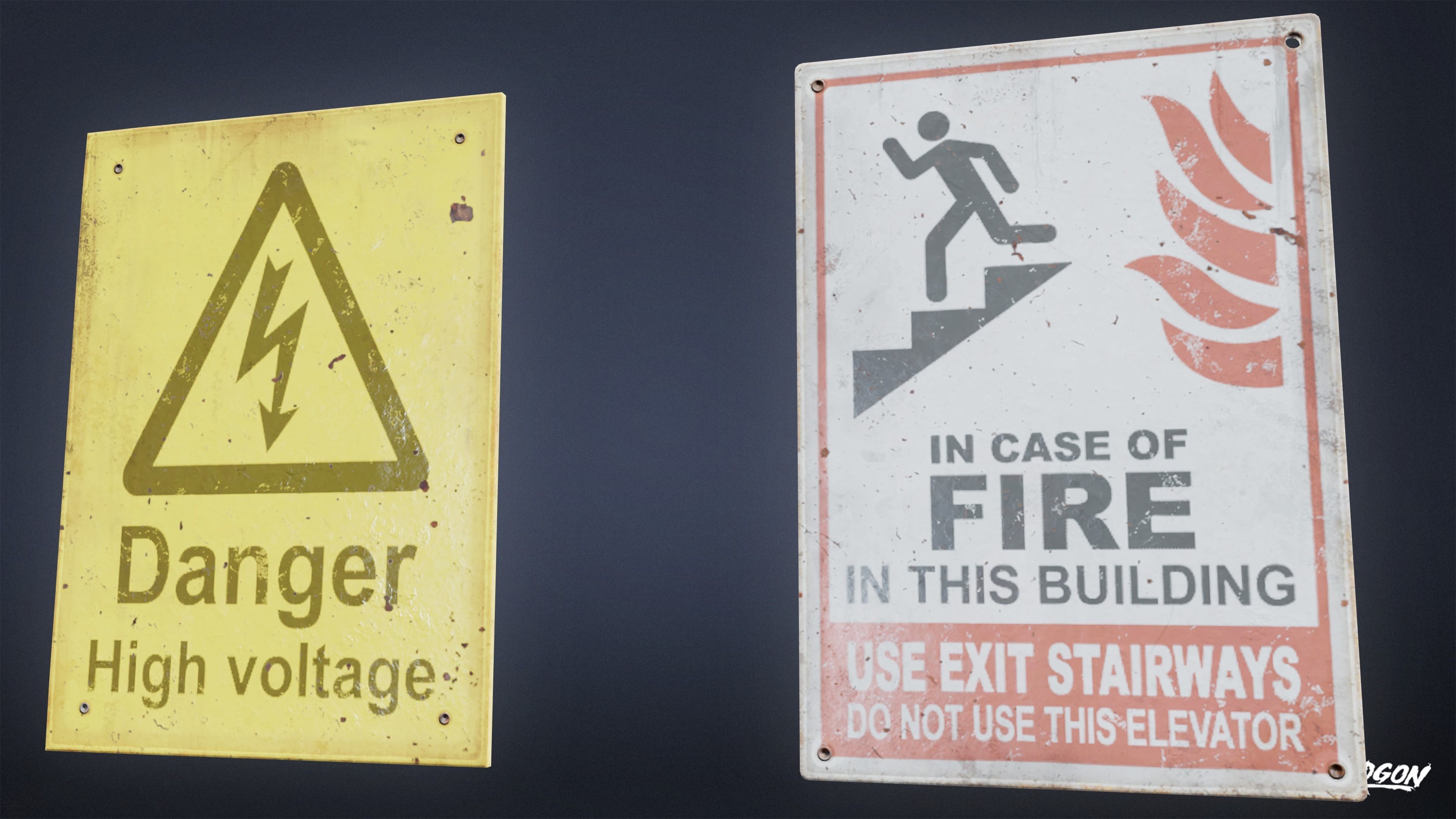 SIGNAGE - Sign Set 10 - LOW POLY AND NANITE Low-poly 3D model_9
