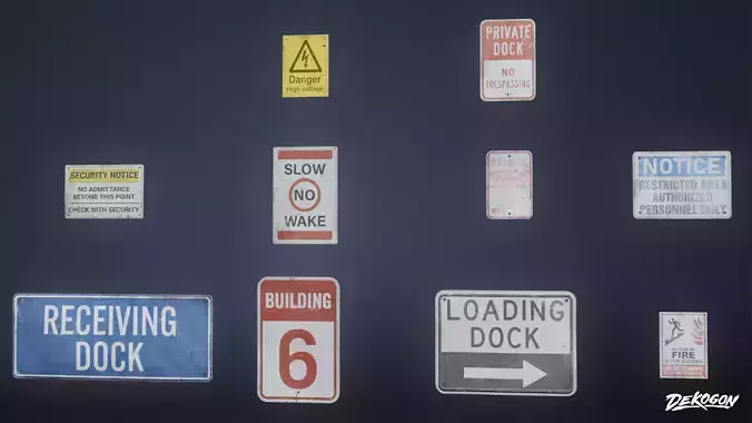 SIGNAGE - Sign Set 10 - LOW POLY AND NANITE Low-poly 3D model