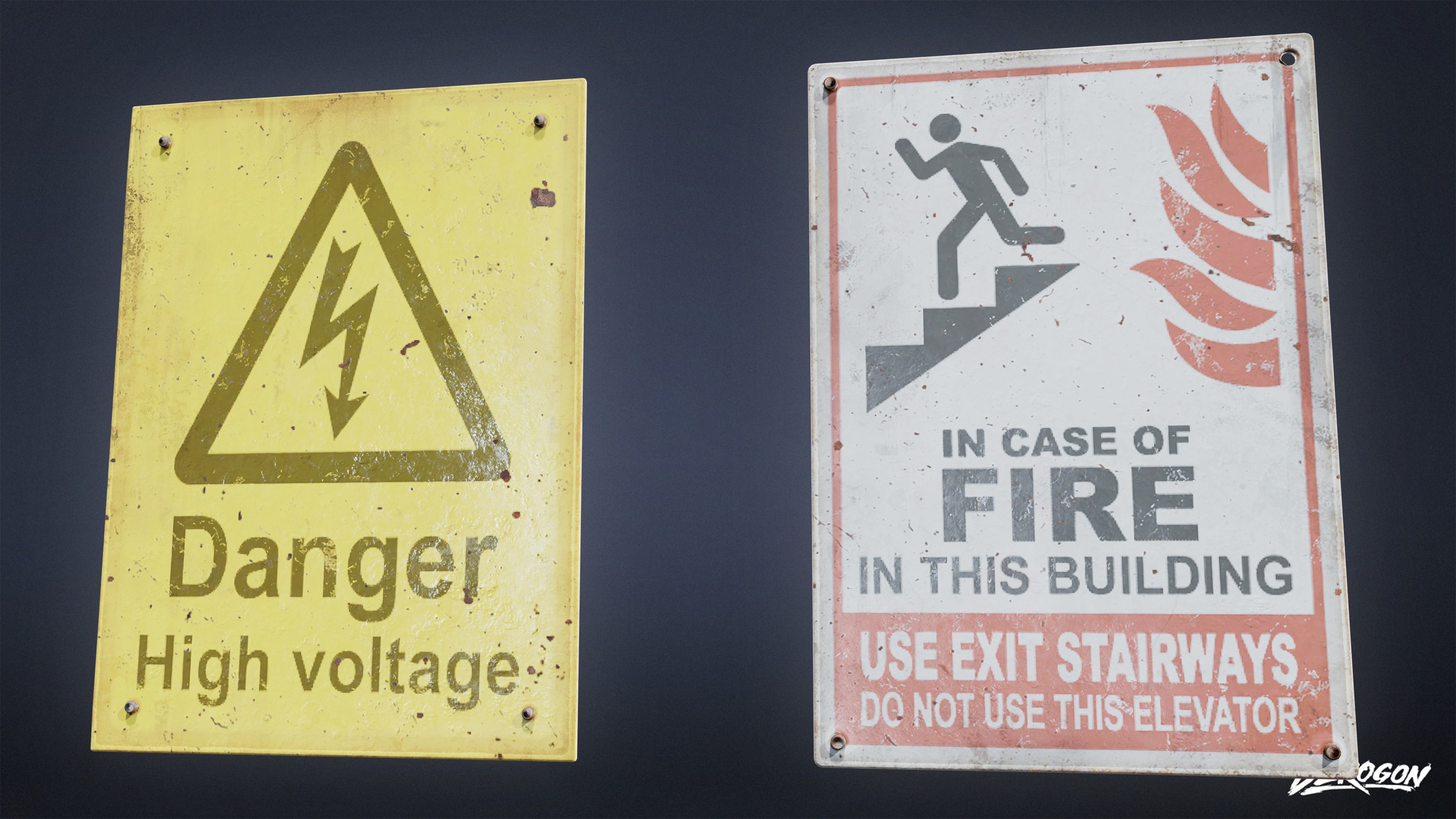 SIGNAGE - Sign Set 10 - LOW POLY AND NANITE Low-poly 3D model_19