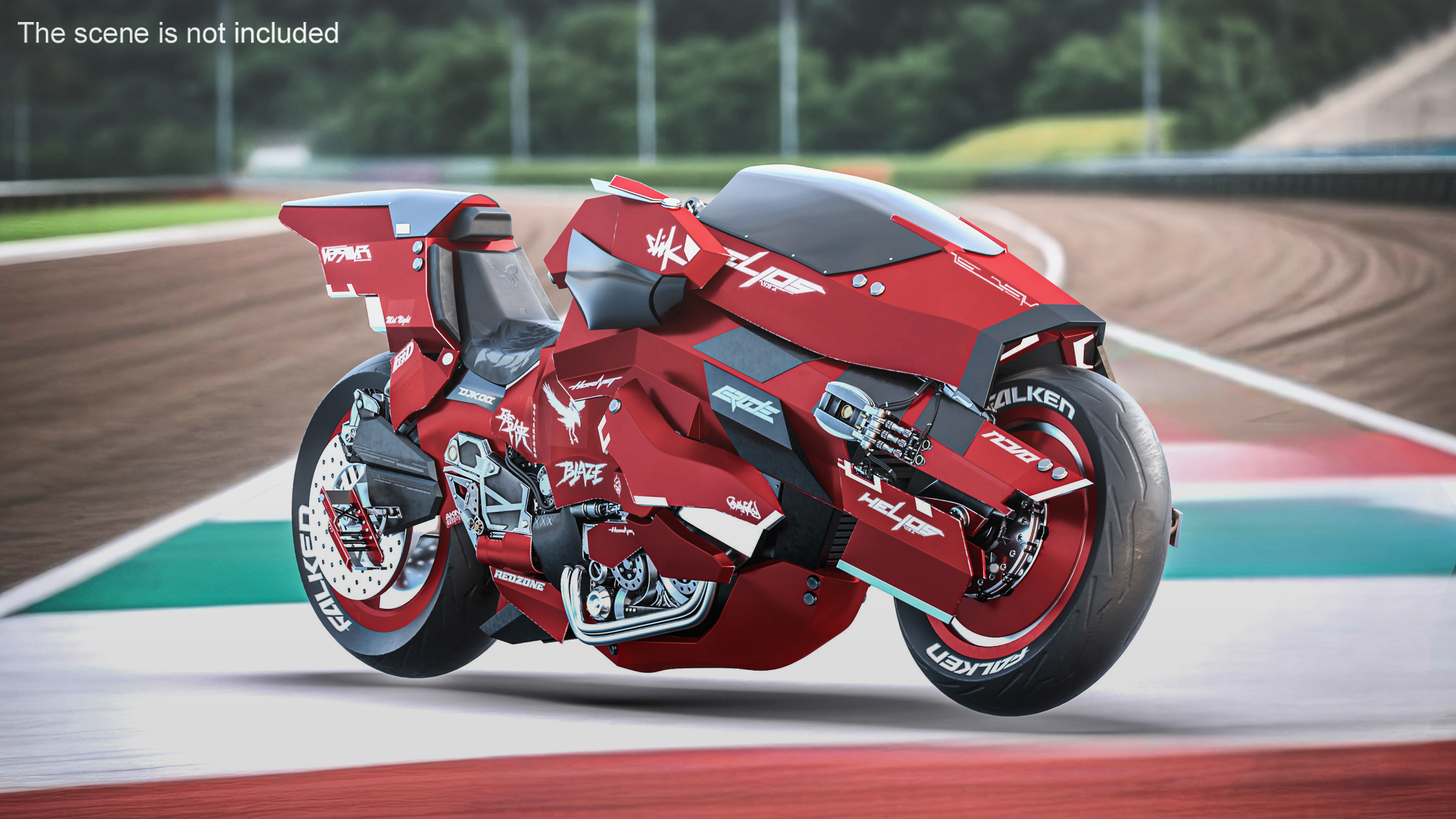 Futuristic Racing Motorbike Concept Rigged 3D model