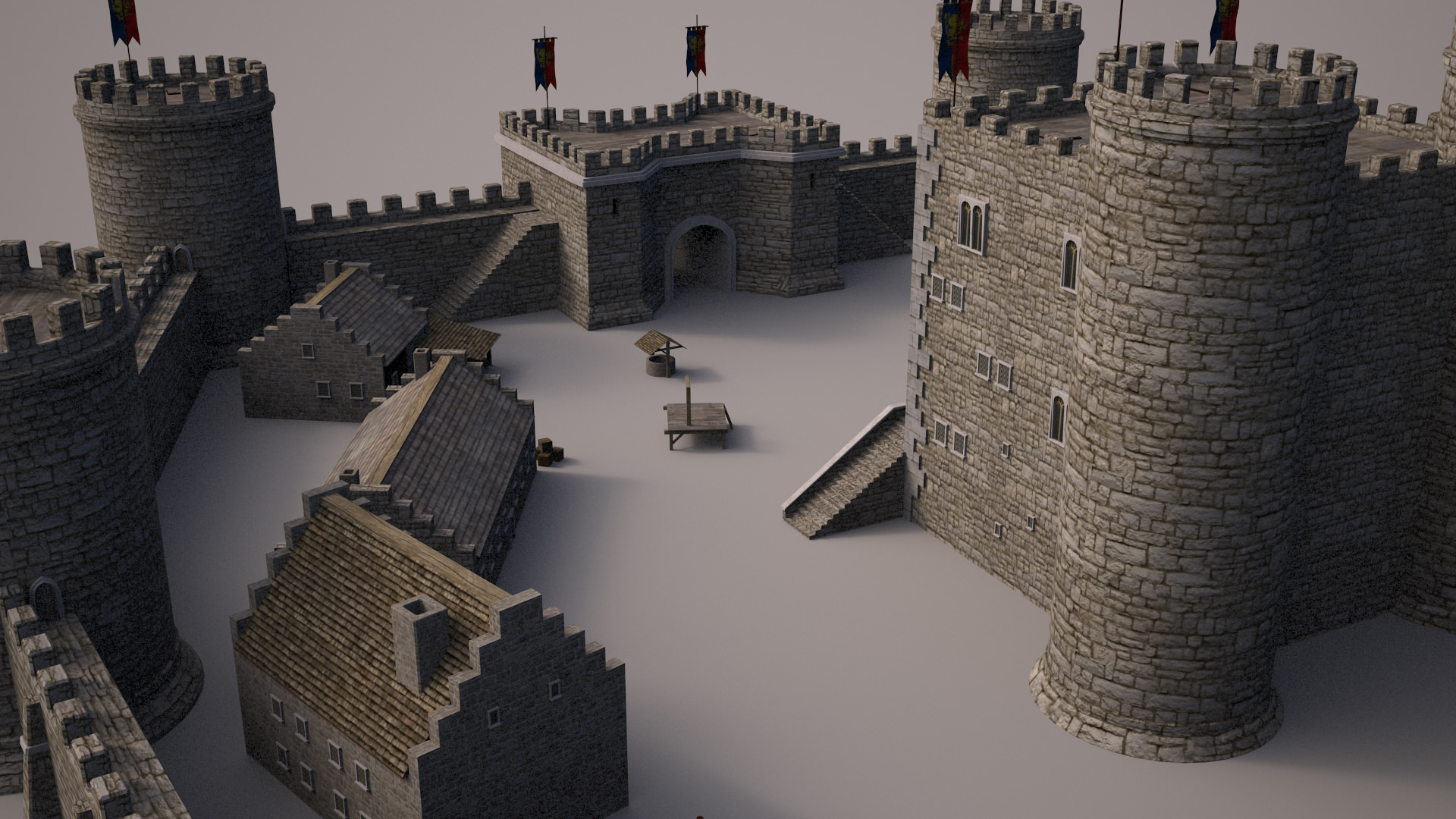Meideval Castle set 3D model_10