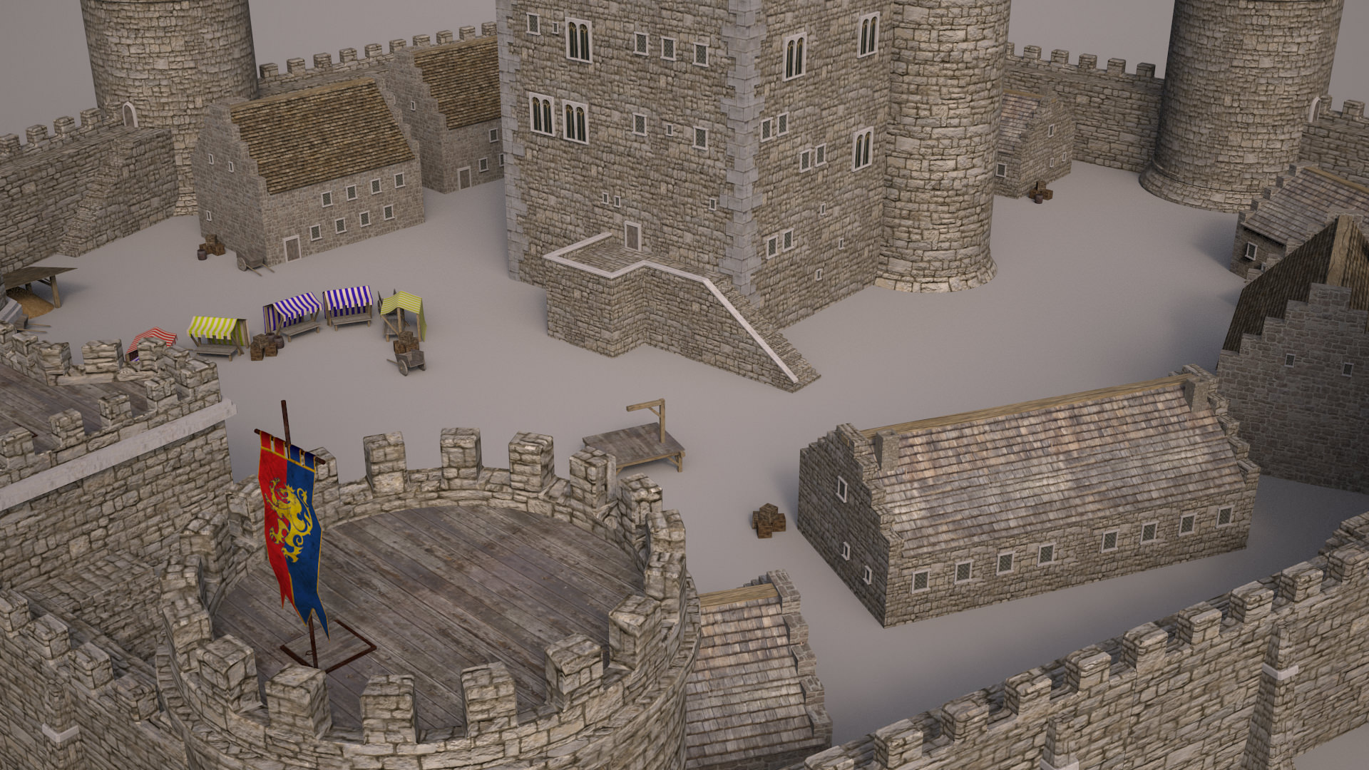 Meideval Castle set 3D model_11