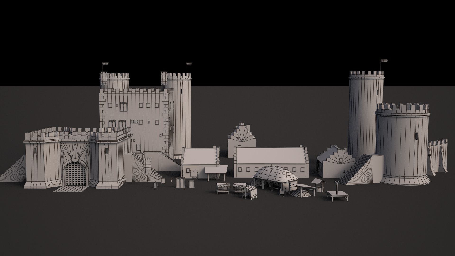 Meideval Castle set 3D model_8