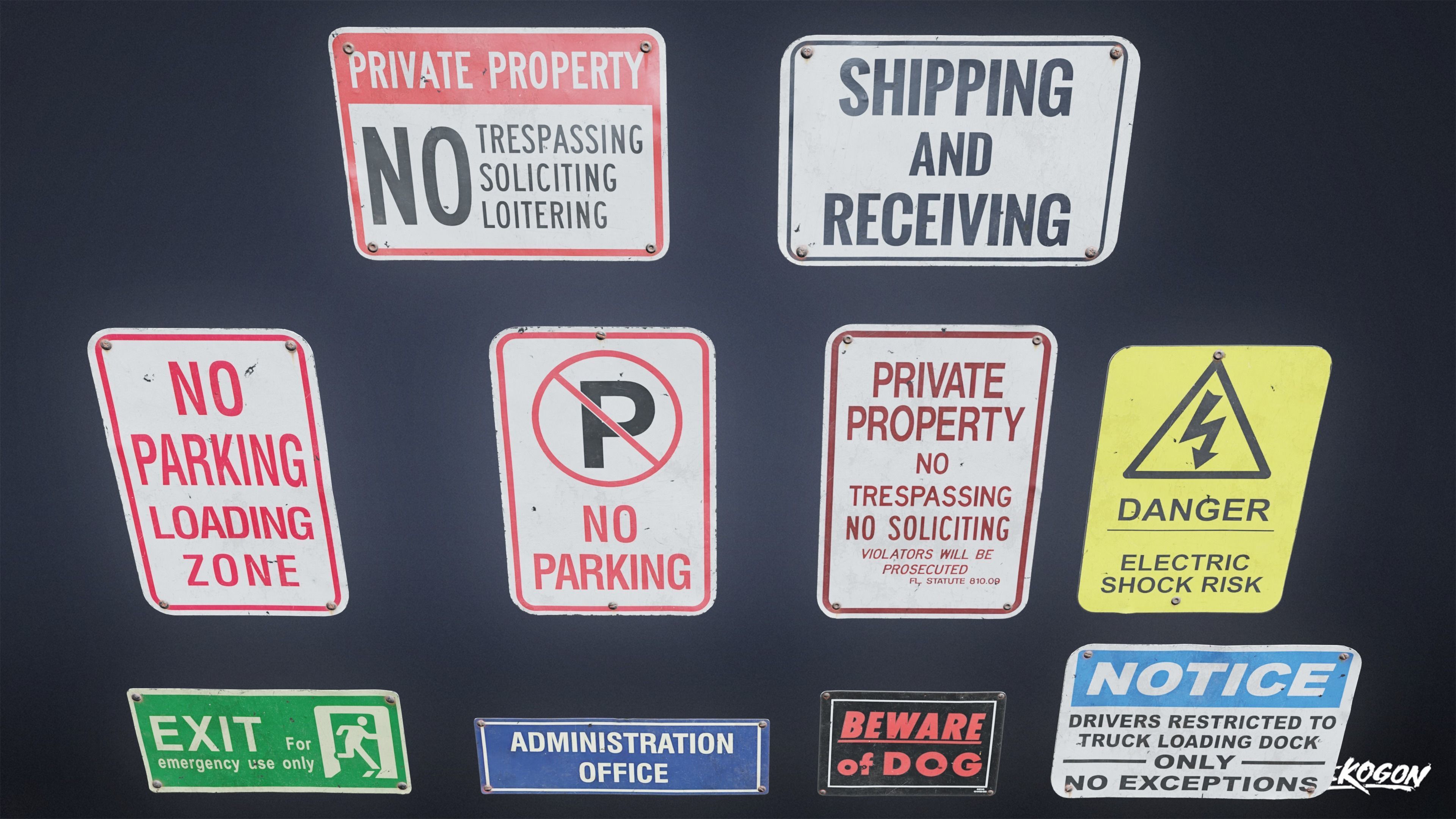 SIGNAGE - Sign Set 22 - LOW POLY AND NANITE Low-poly 3D model_3