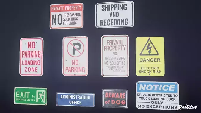 SIGNAGE - Sign Set 22 - LOW POLY AND NANITE Low-poly 3D model