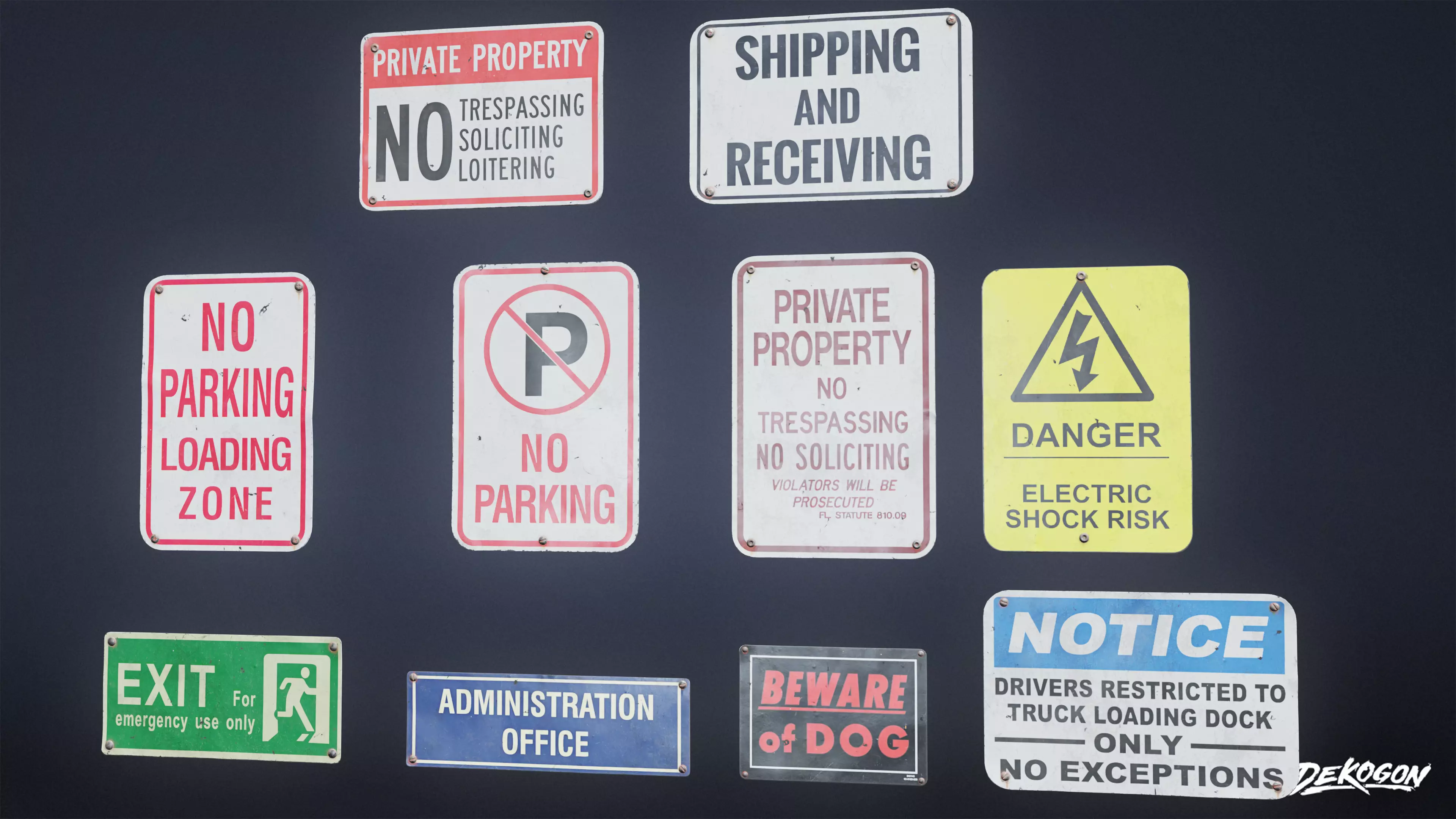 SIGNAGE - Sign Set 22 - LOW POLY AND NANITE Low-poly 3D model_0