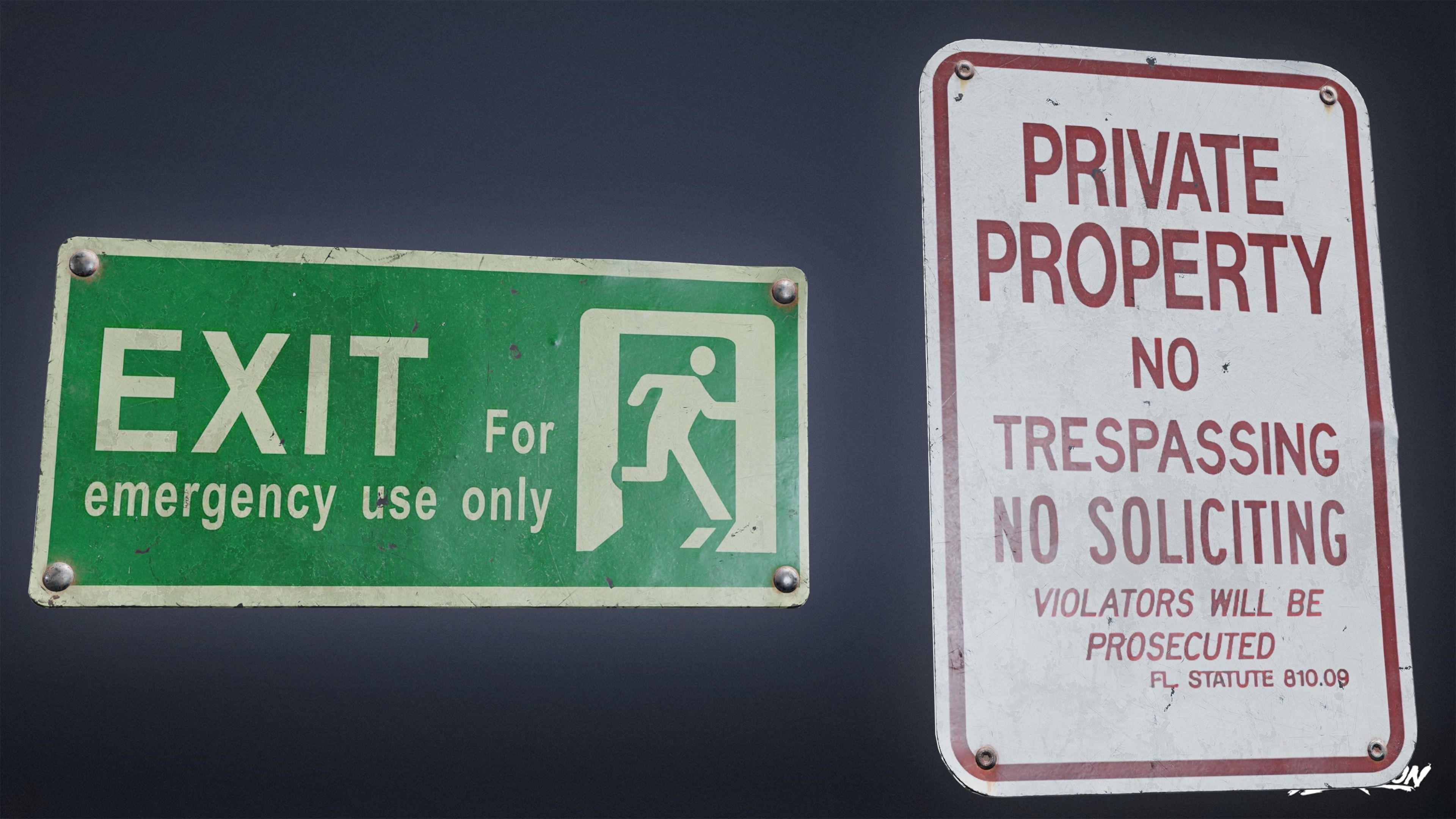 SIGNAGE - Sign Set 22 - LOW POLY AND NANITE Low-poly 3D model_7