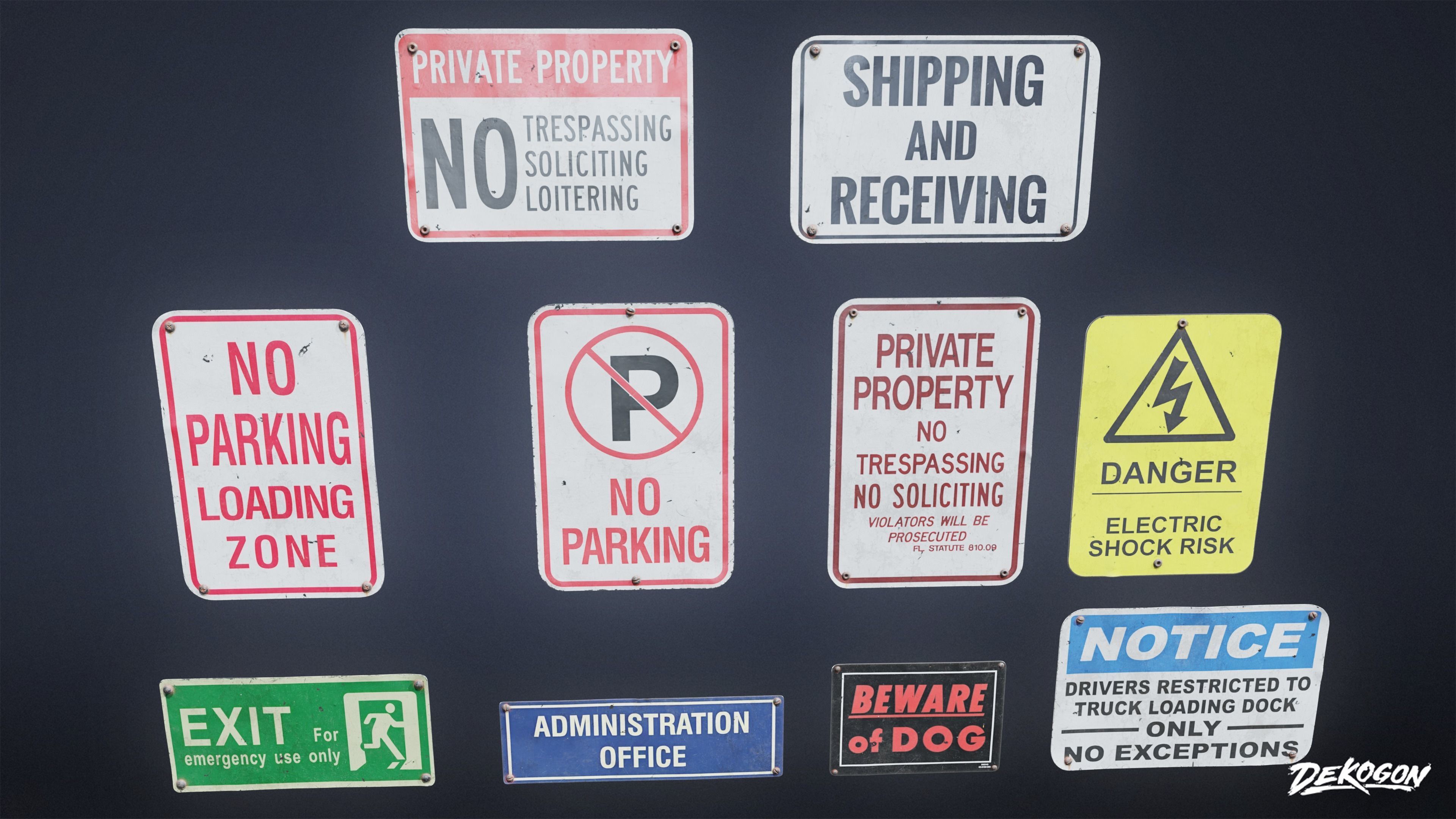 SIGNAGE - Sign Set 22 - LOW POLY AND NANITE Low-poly 3D model_13