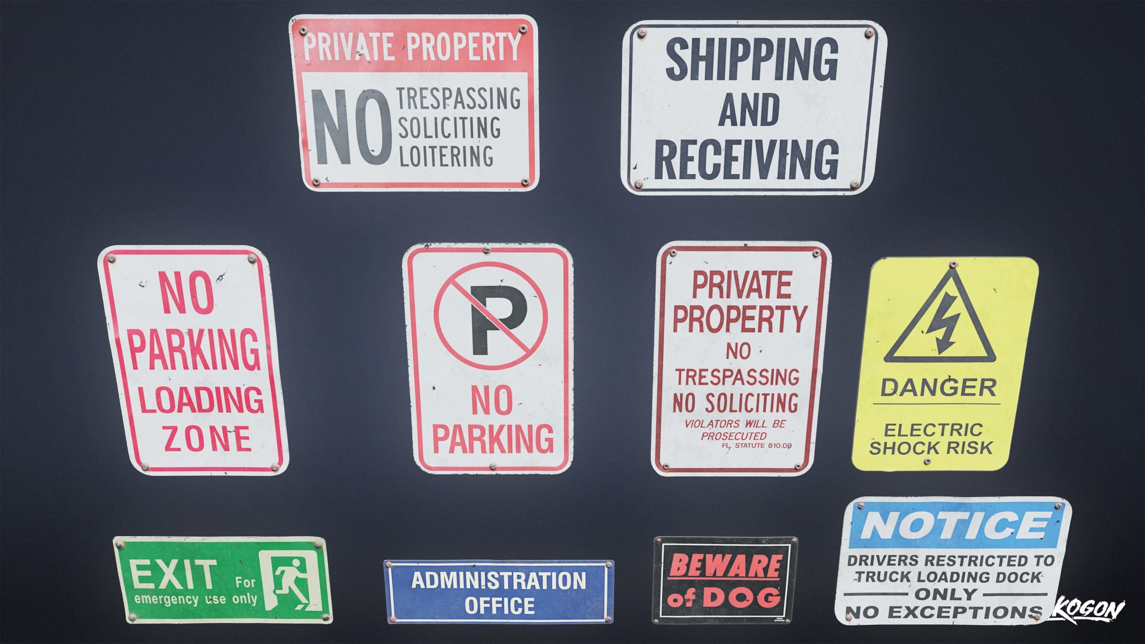 SIGNAGE - Sign Set 22 - LOW POLY AND NANITE Low-poly 3D model_15