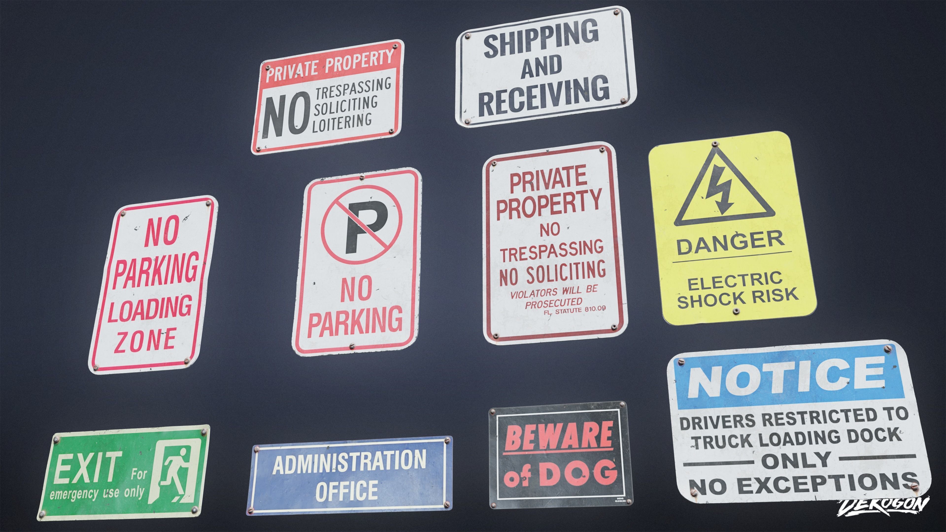 SIGNAGE - Sign Set 22 - LOW POLY AND NANITE Low-poly 3D model_14