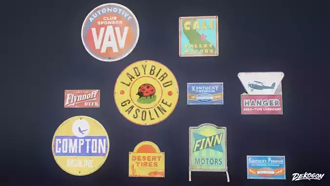 SIGNAGE - Signs Automotive 01 - LOW POLY AND NANITE