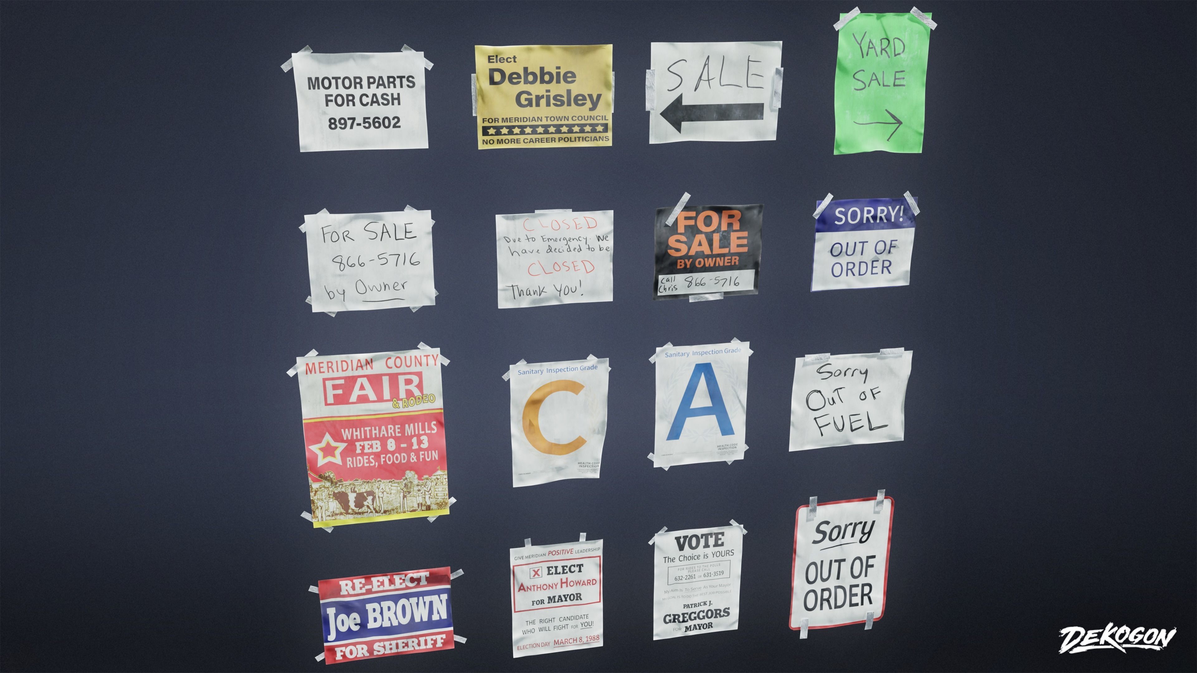 SIGNAGE - Signs General Set 01 - LOW POLY AND NANITE Low-poly 3D model_12