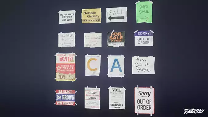 SIGNAGE - Signs General Set 01 - LOW POLY AND NANITE