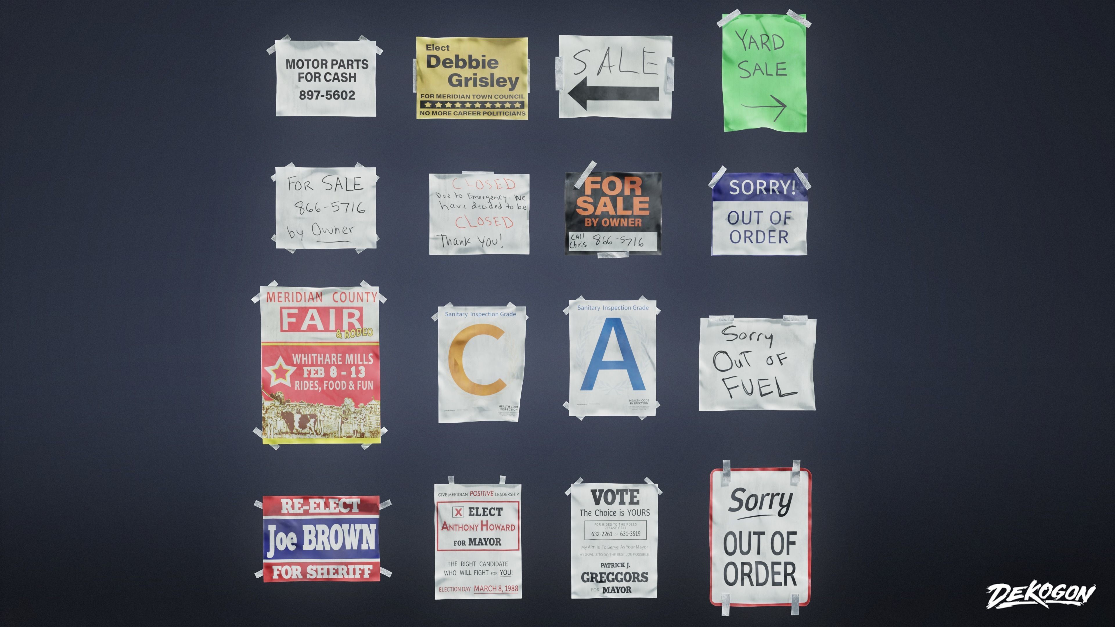 SIGNAGE - Signs General Set 01 - LOW POLY AND NANITE Low-poly 3D model_11