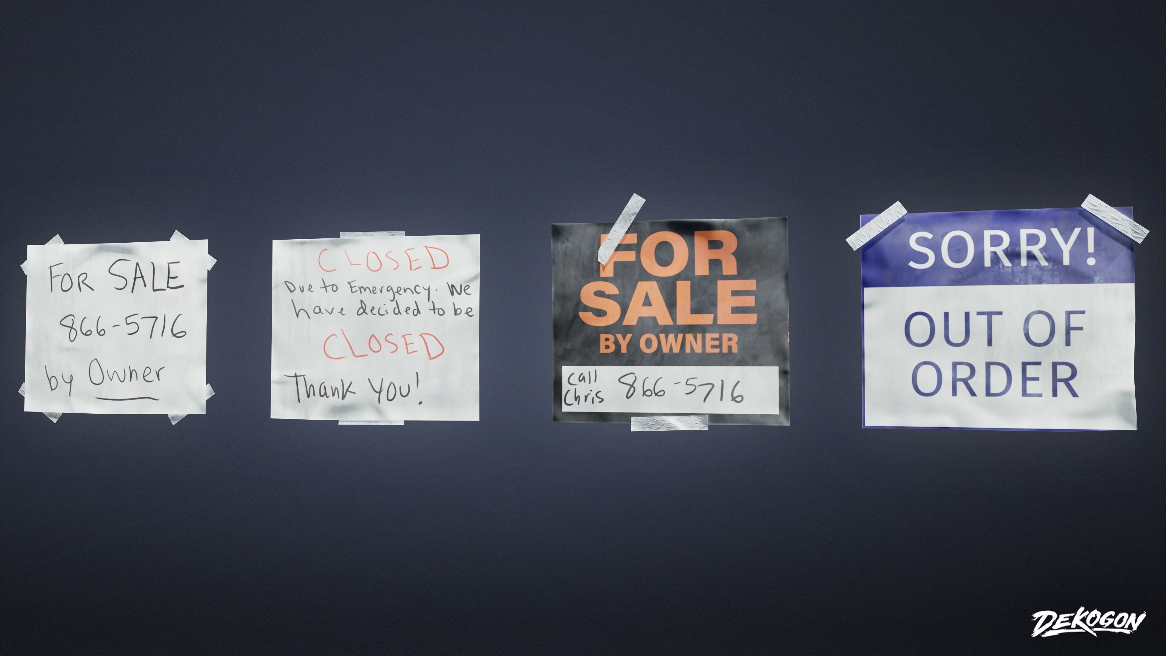 SIGNAGE - Signs General Set 01 - LOW POLY AND NANITE Low-poly 3D model_7