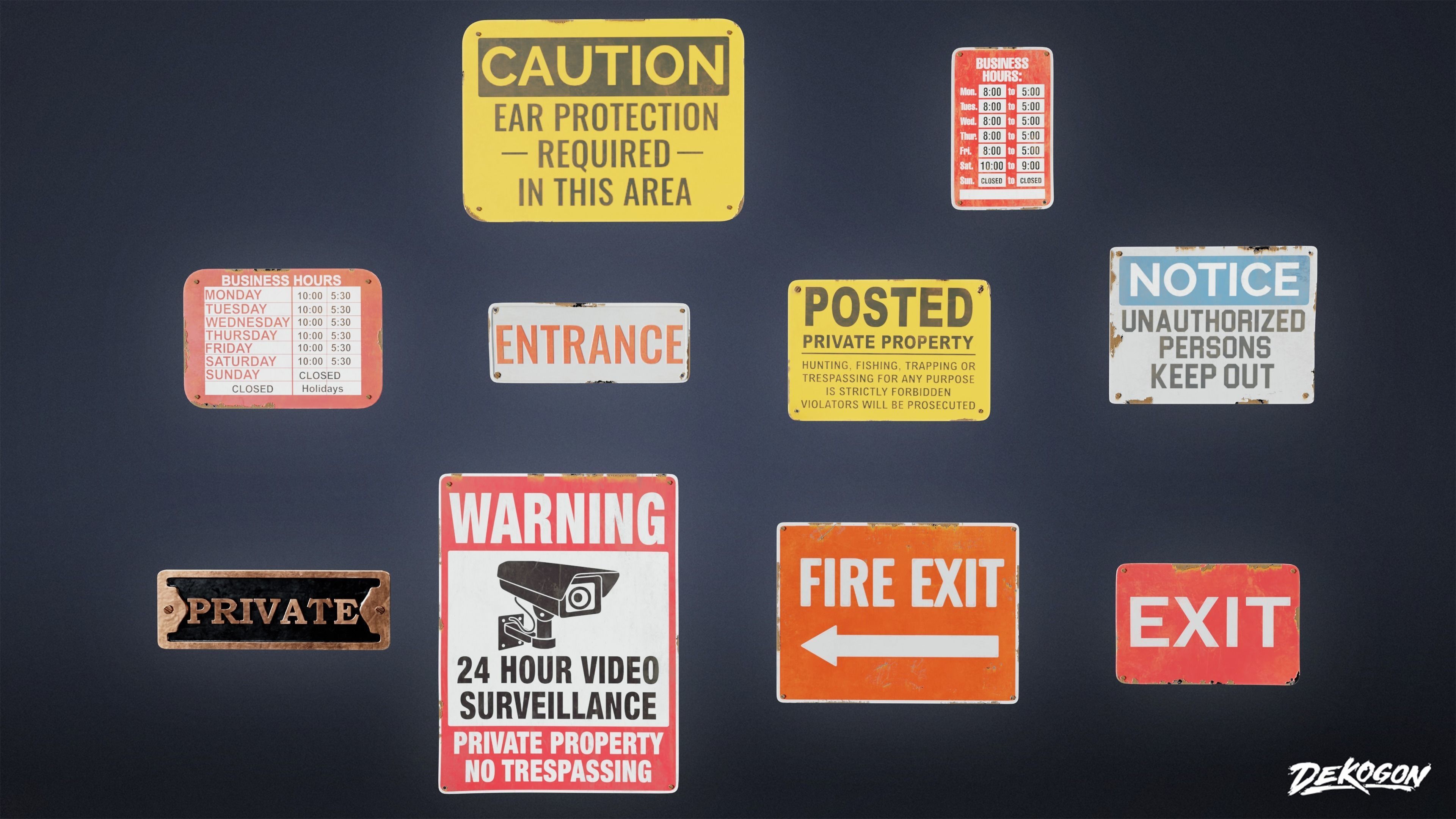 SIGNAGE - Sign Set 09 - LOW POLY AND NANITE Low-poly 3D model_11