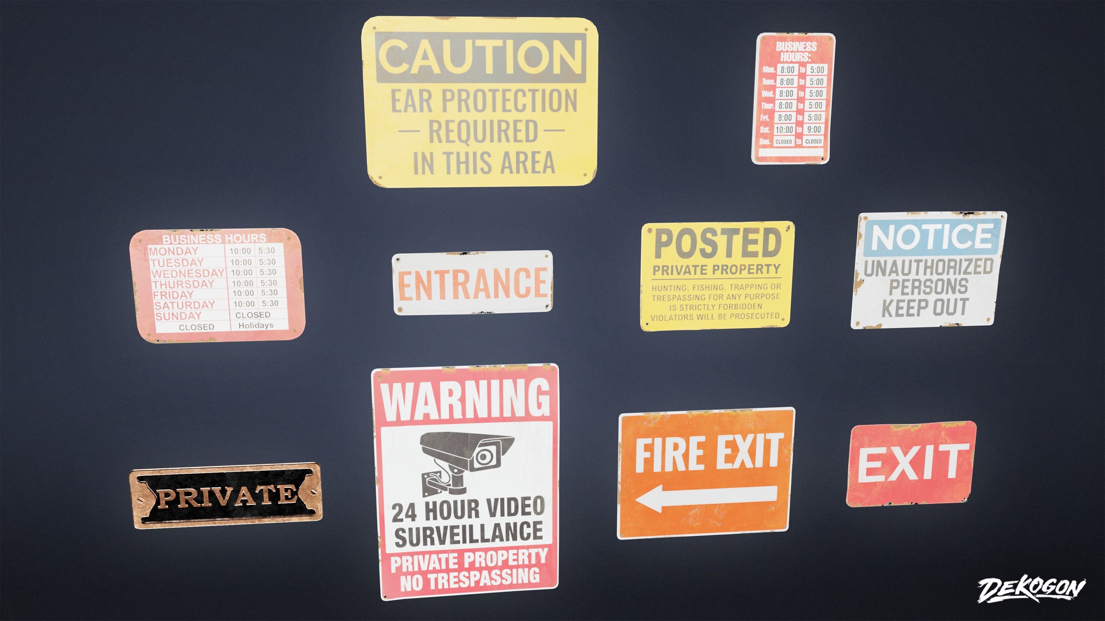 SIGNAGE - Sign Set 09 - LOW POLY AND NANITE Low-poly 3D model_3