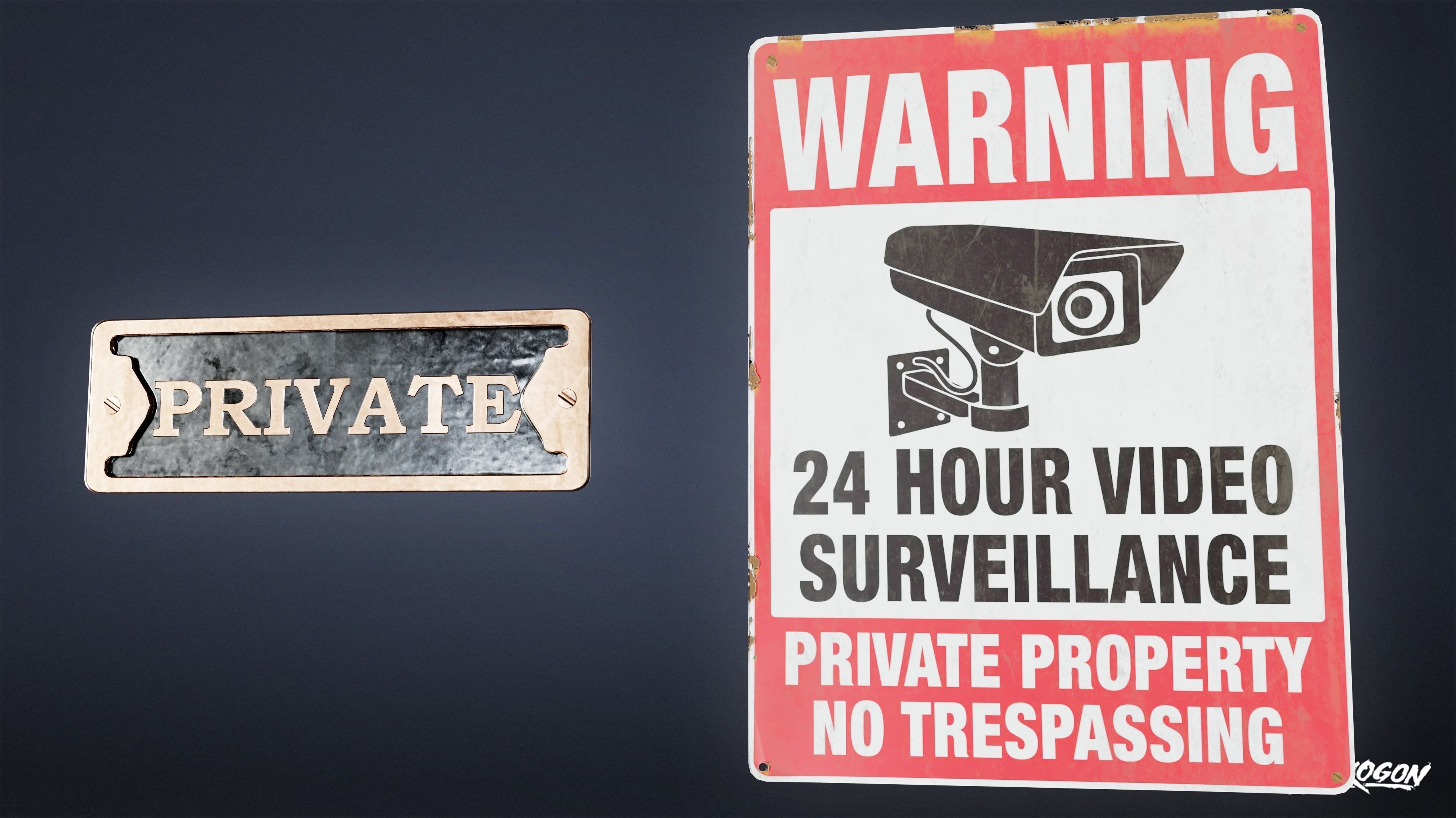 SIGNAGE - Sign Set 09 - LOW POLY AND NANITE Low-poly 3D model_6