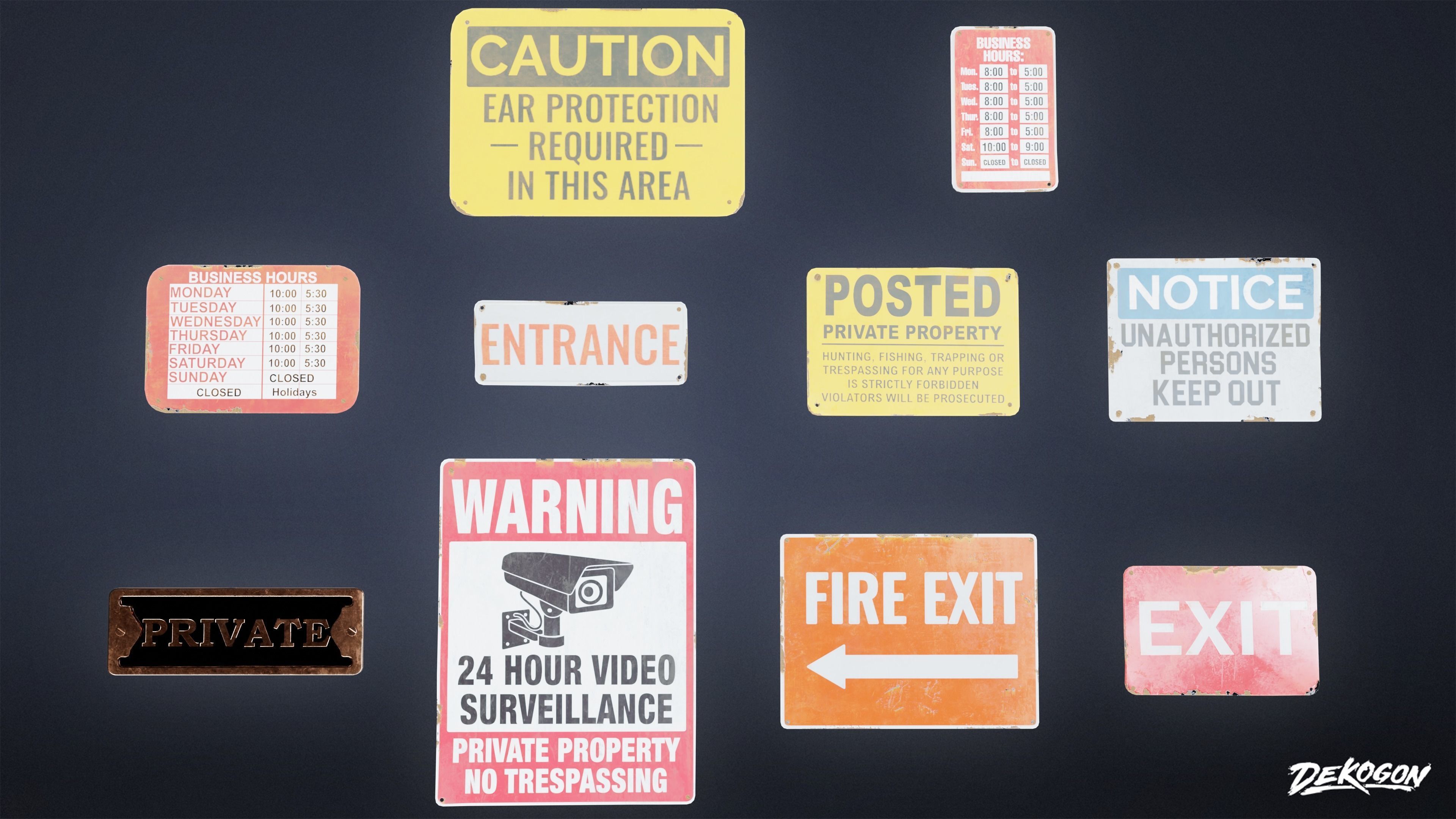 SIGNAGE - Sign Set 09 - LOW POLY AND NANITE Low-poly 3D model_2