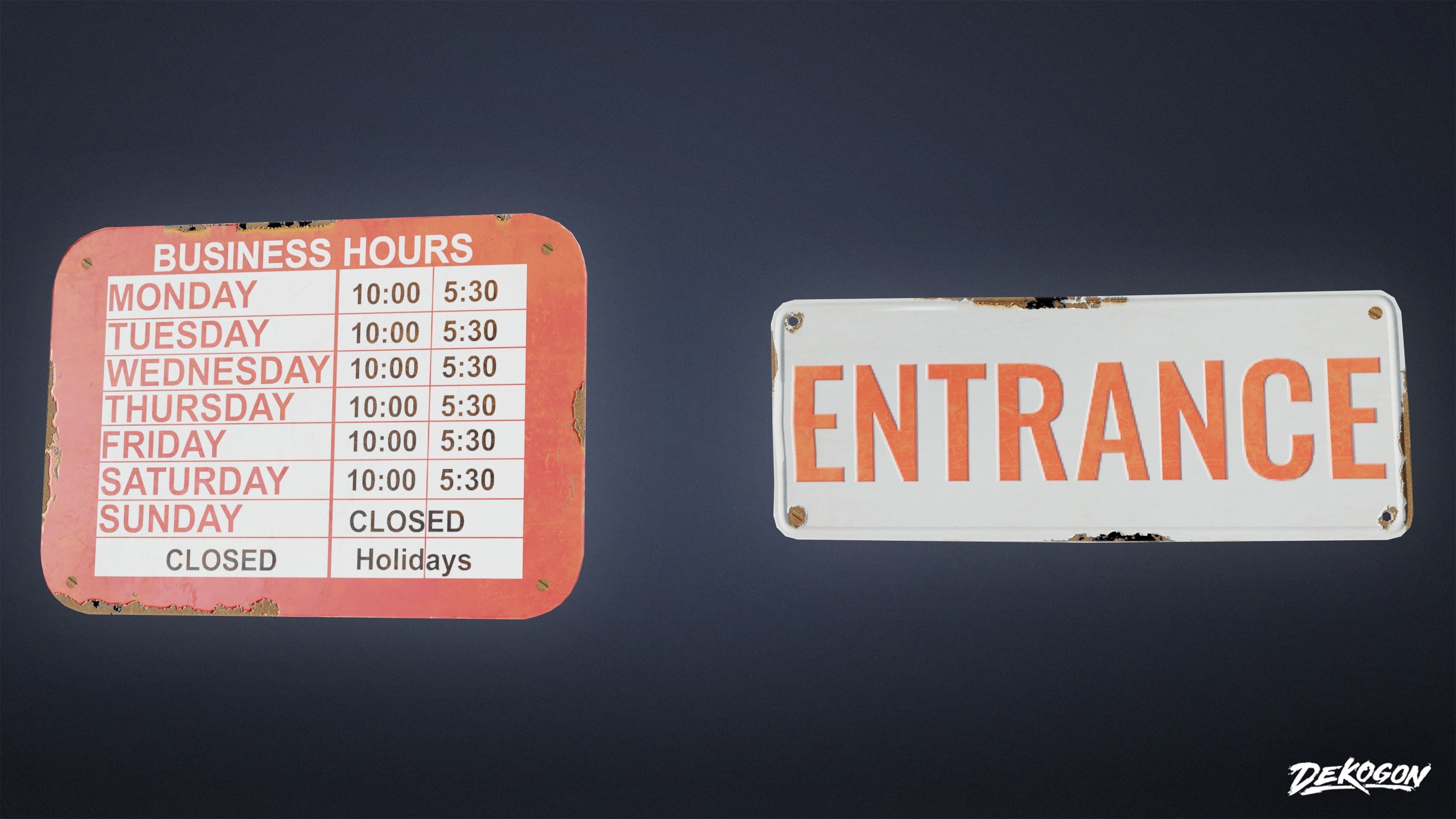 SIGNAGE - Sign Set 09 - LOW POLY AND NANITE Low-poly 3D model_8