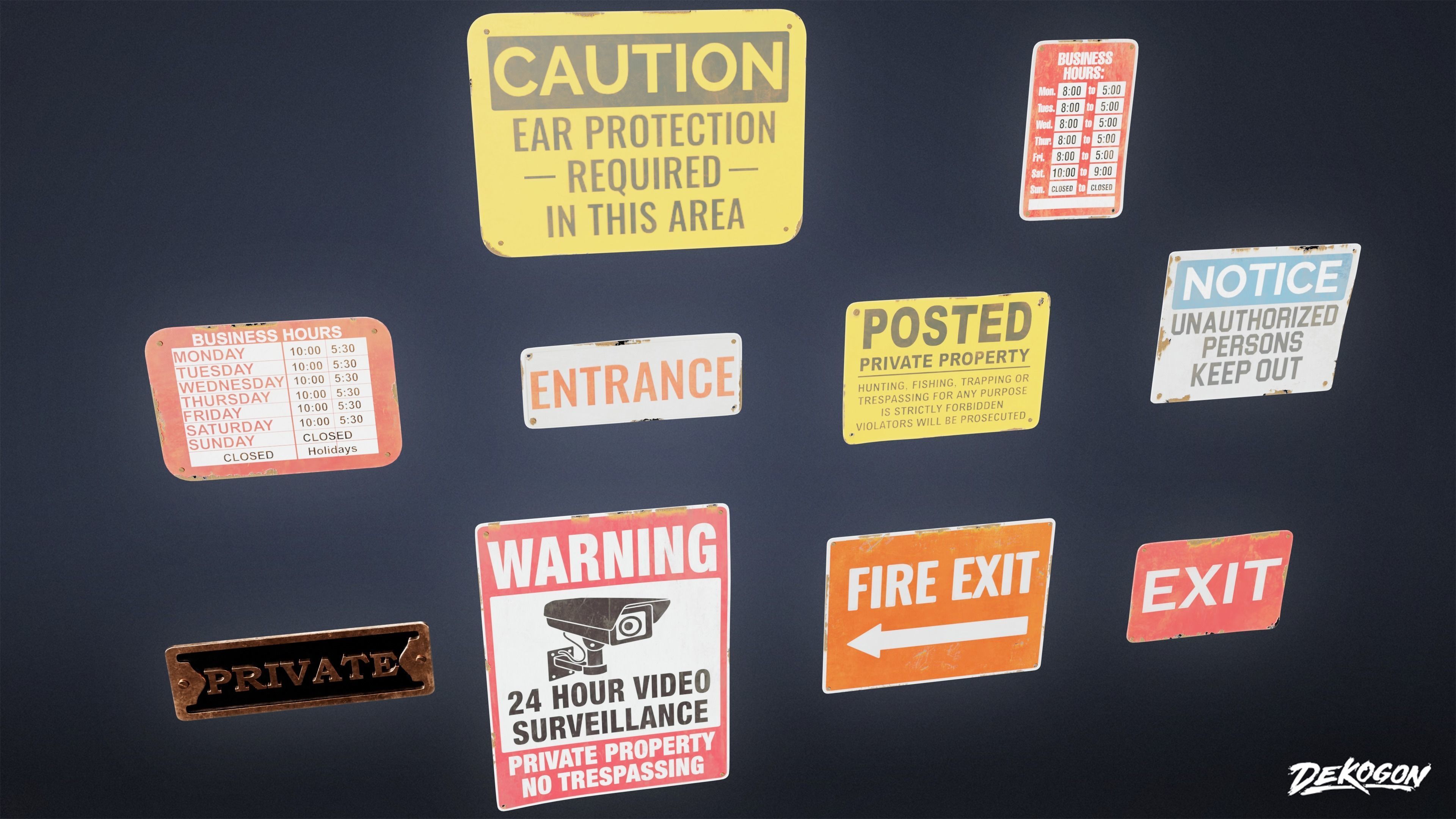 SIGNAGE - Sign Set 09 - LOW POLY AND NANITE Low-poly 3D model_12