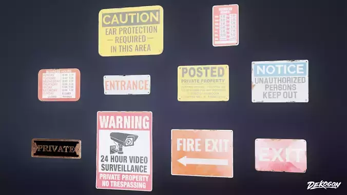 SIGNAGE - Sign Set 09 - LOW POLY AND NANITE