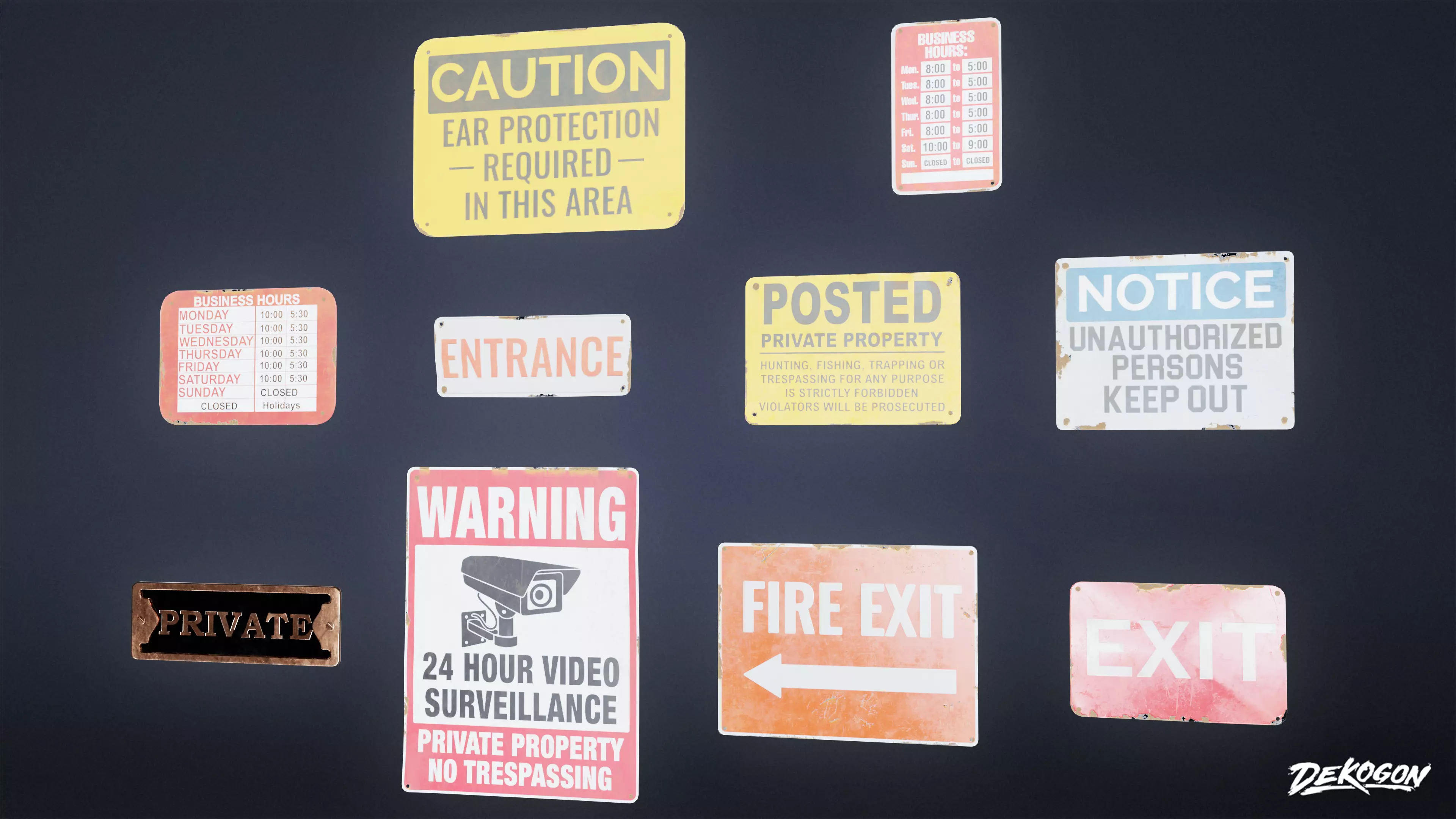 SIGNAGE - Sign Set 09 - LOW POLY AND NANITE Low-poly 3D model_0