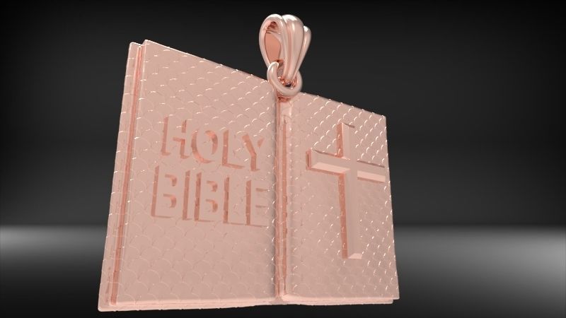Holy Bible Book Pendant Charm Necklace Jewelry 3D print model_18