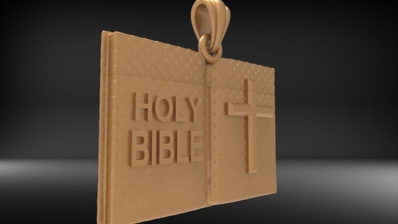 Holy Bible Book Pendant Charm Necklace Jewelry 3D print model_17