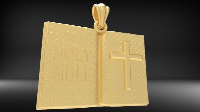 Holy Bible Book Pendant Charm Necklace Jewelry 3D print model_4
