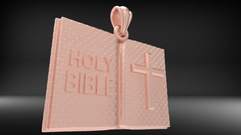 Holy Bible Book Pendant Charm Necklace Jewelry 3D print model_11