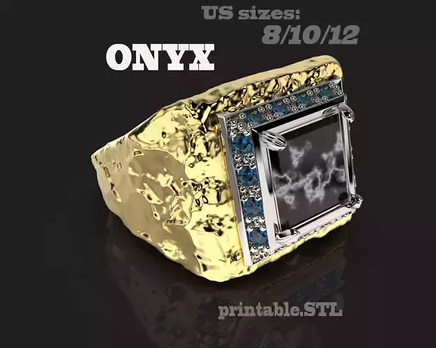 Printable signet ring with onyx STL