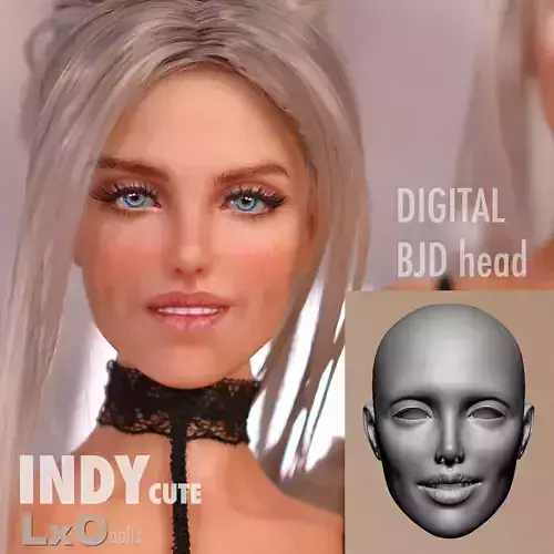 BJD doll Head Female Character Teenager 3D print - INDY cute