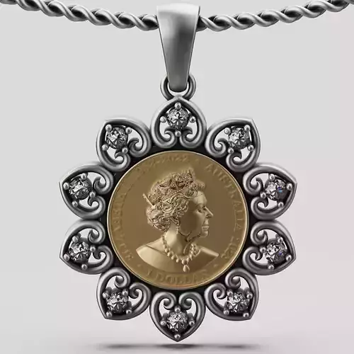 One Dollar Australia Coin 3D model pendant jewelry