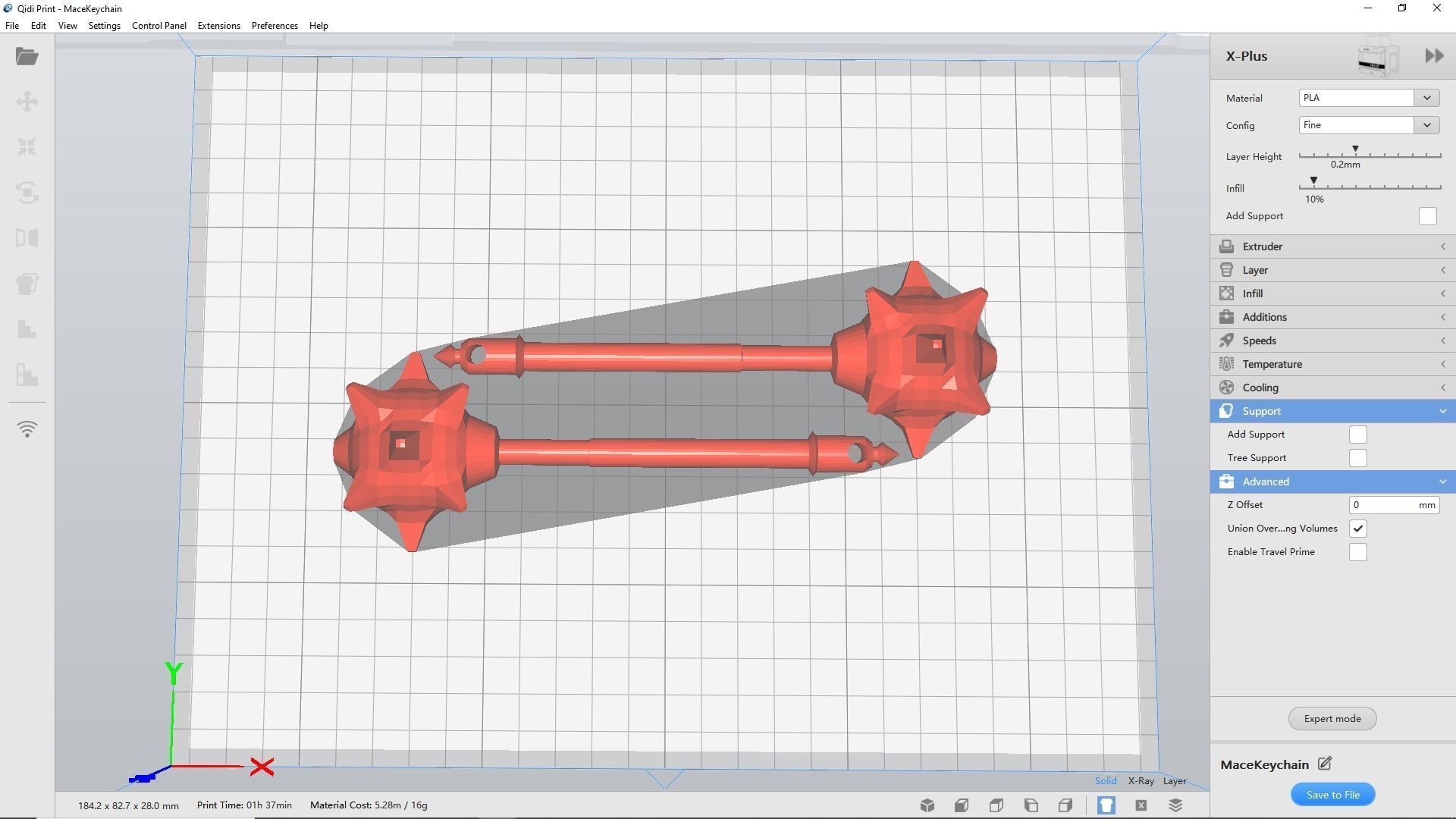Studded Mace Keychain 3D print model_6