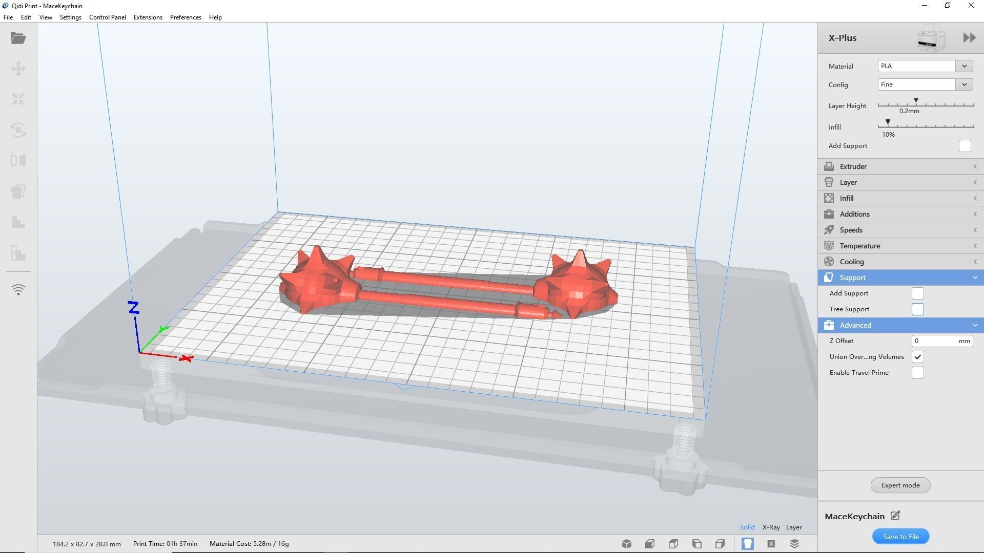 Studded Mace Keychain 3D print model_5
