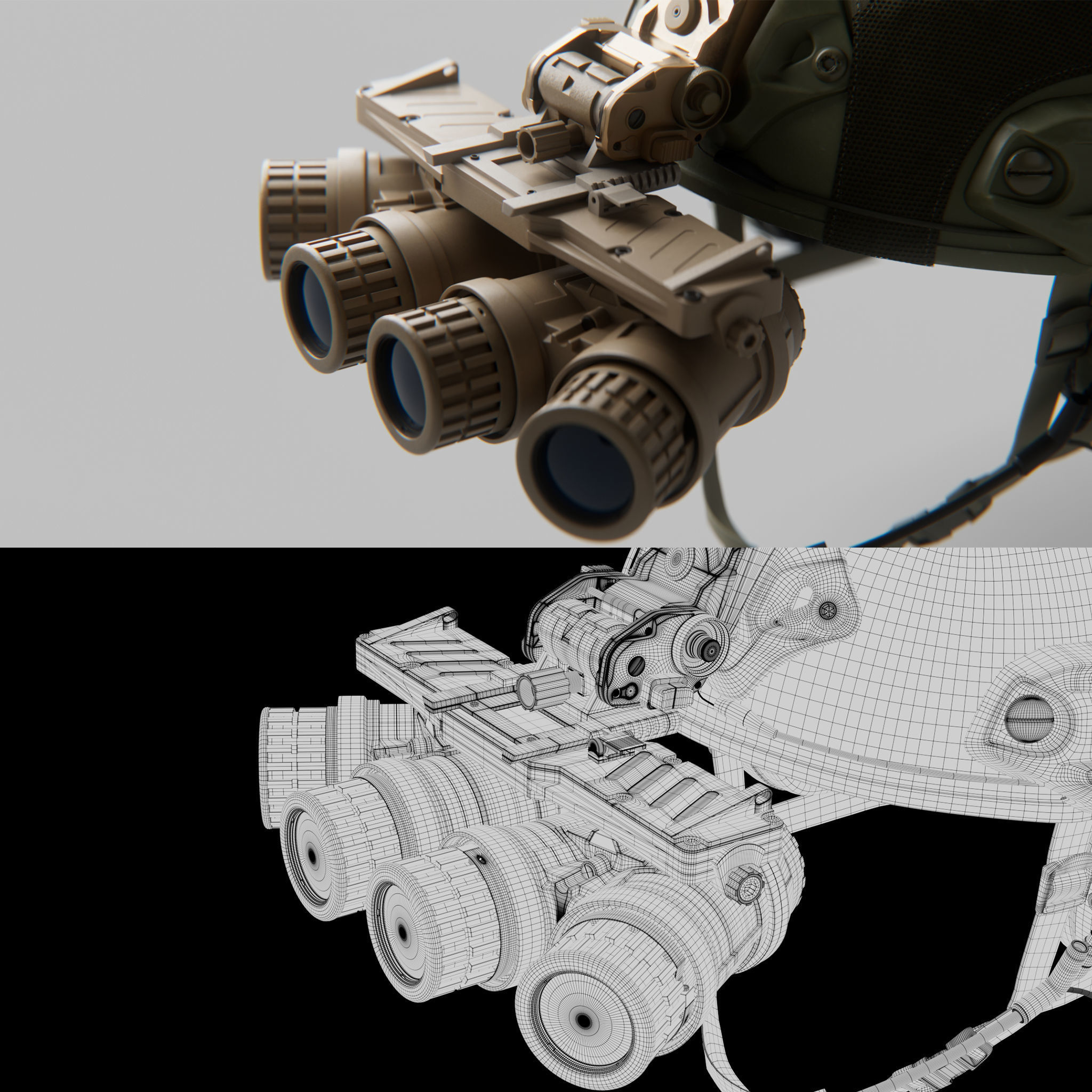 Ops Core FAST - GPNVG-18 - Peltor Comtac - High Detail 3D model