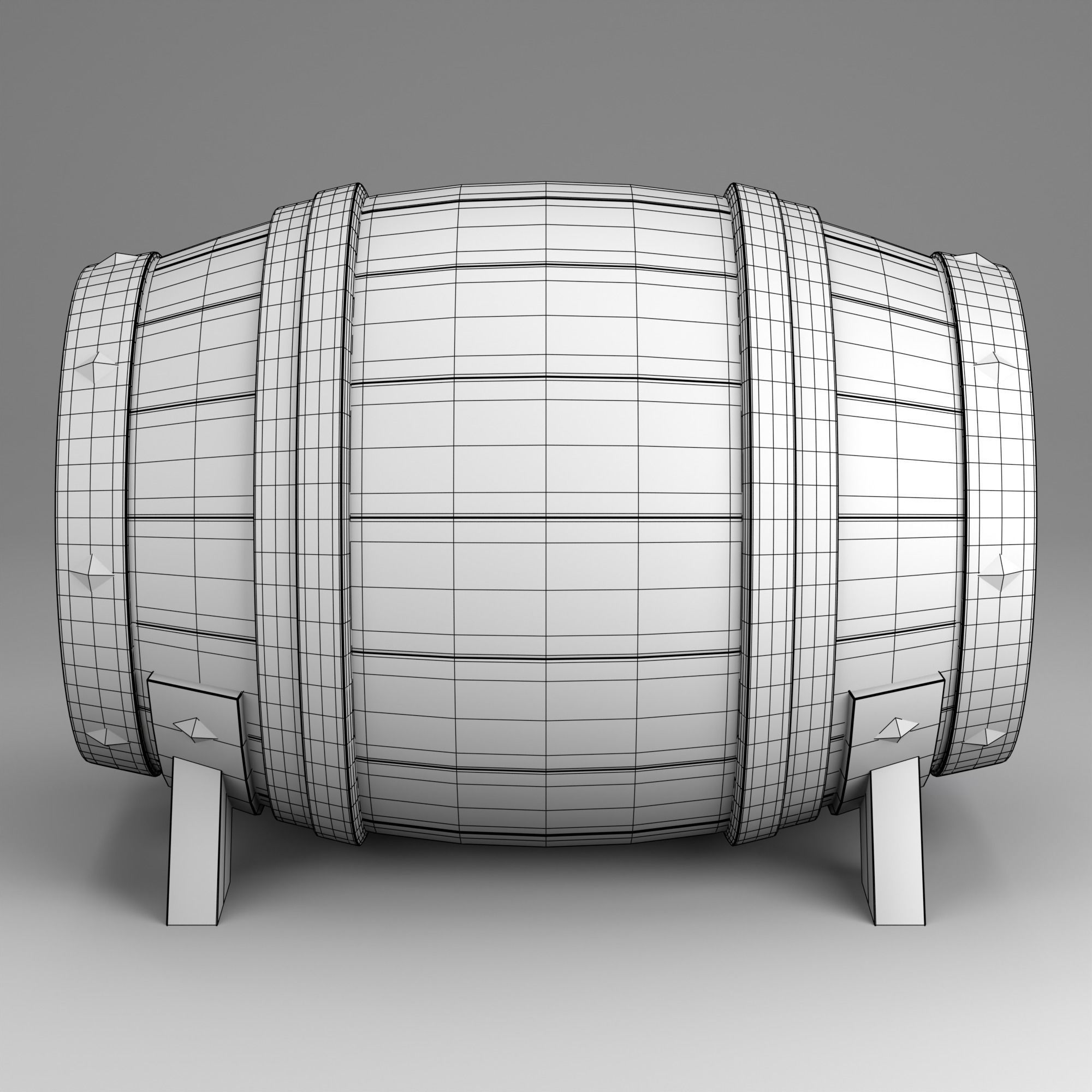 barrel Low-poly 3D model_4