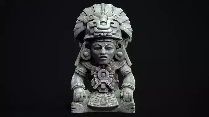 Statue Aztec Cocojo God Low-poly 3D model