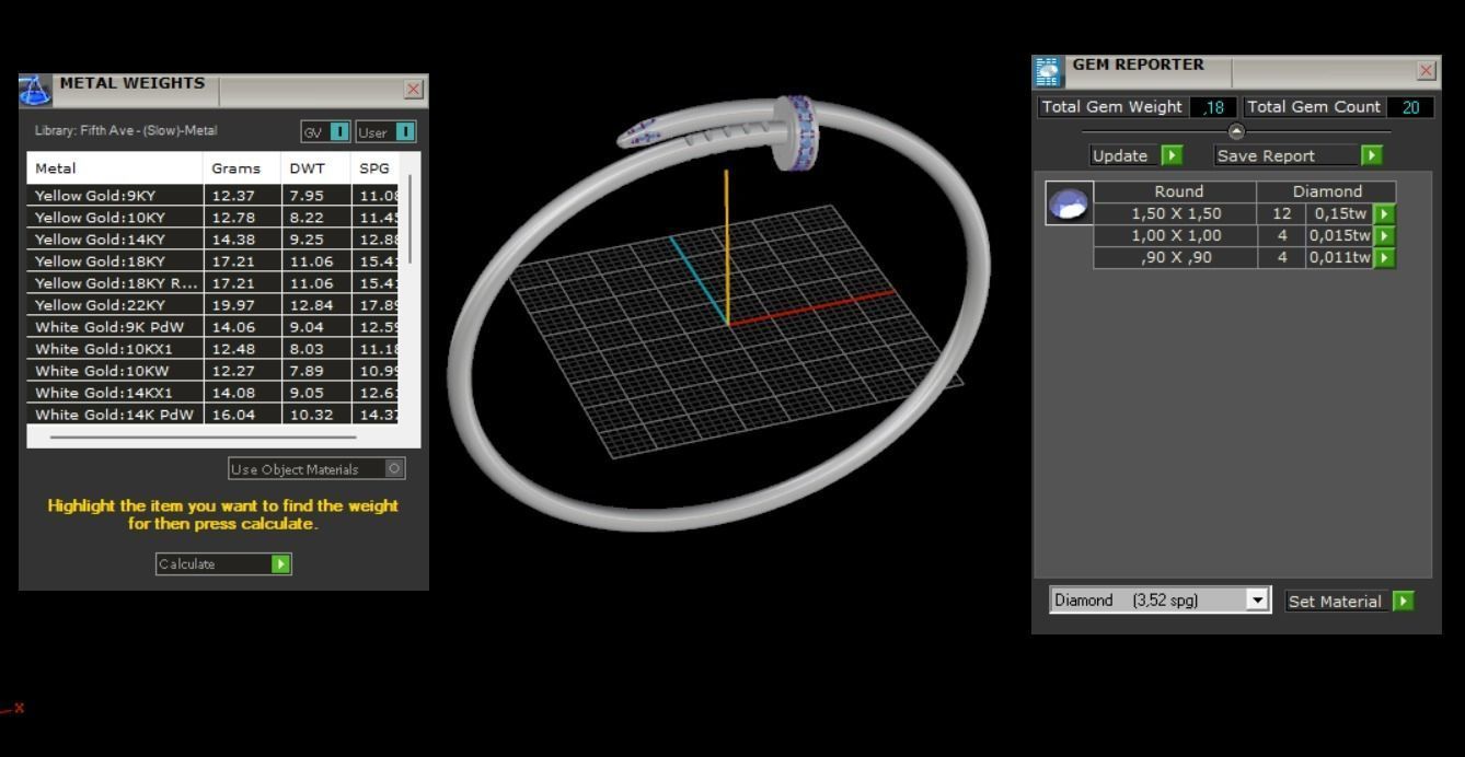 Juste un clou Bracelet 17 Size with Gems Small Version N178 3D print model_8