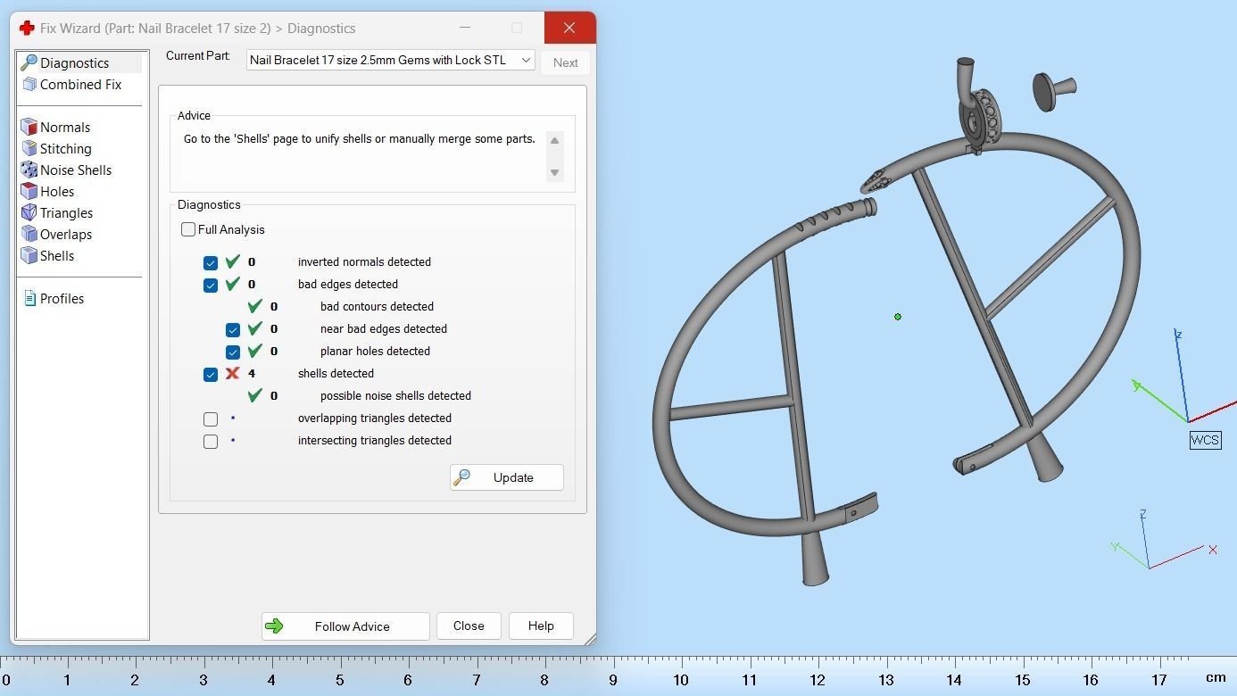 Juste un clou Bracelet 17 Size with Gems Small Version N178 3D print model_9